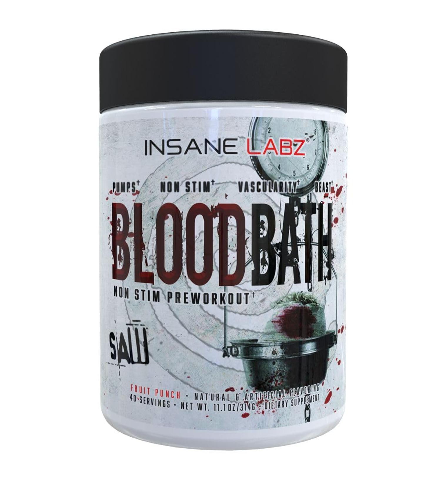 Insane Labz Saw Bloodbath, Non-Stim Pump Pre Workout Powder with Nitrosigine , OxyGold , Agmatine Sulfate, L-Citrulline and Betainne Anhydrous, 40 Srvgs (Fruit Punch) Fruit Punch 11.1 Ounce (Pack of 1) - Buy Online on GoSupps.com