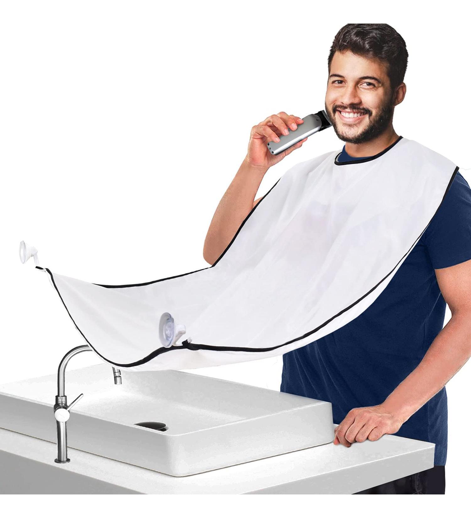 Beard Bib Beard Apron - Waterproof Beard Hair Catcher for Shaving & Trimming with Suction Cups - Best Gifts for Husband - White - Buy Online on GoSupps.com
