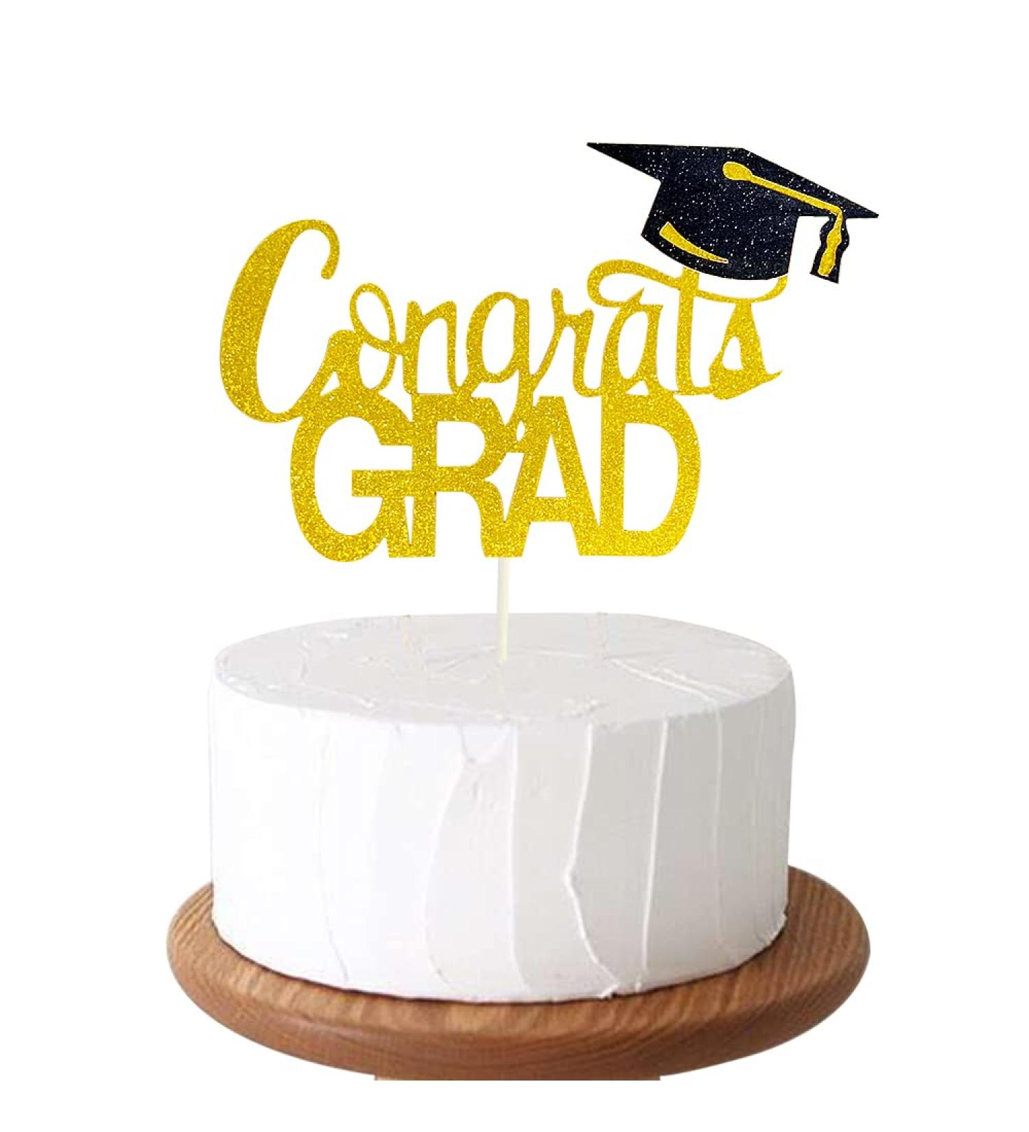GotGala Congrats Grad Cake Topper Gold Glitter Graduation Cake Topper for 2022 Graduation Grad Party Decorations Supplies - Buy Online on GoSupps.com