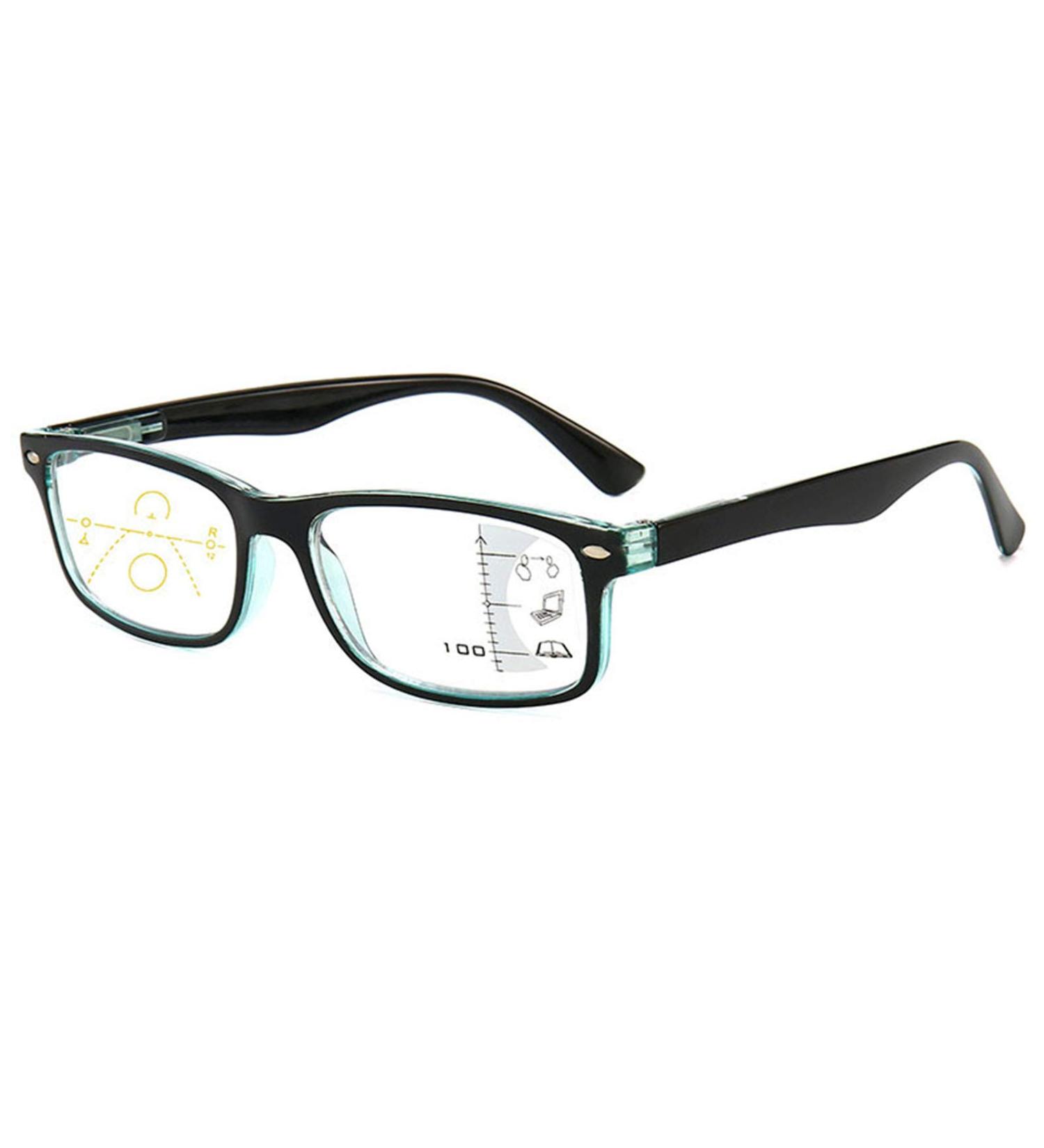Shop Keephen Anti-Blue Light Progressive Multifocal Reading Glasses for Men & Women - Classic Square Frame Presbyopia +1.0 to +3.5 +1.50 Enlargement - Buy Online on GoSupps.com