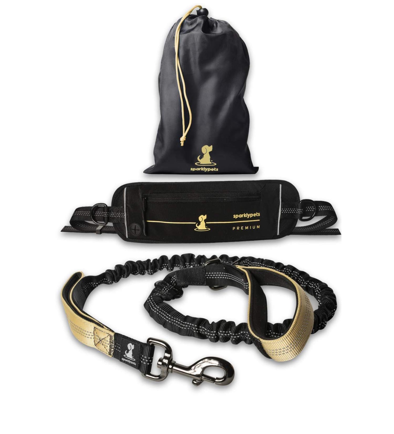 Premium 2-in-1 Jogging Leash & Normal Dog Leash for Medium & Large Dogs | Double Handle & Belly Belt for Jogging Hiking & Walking - Buy Online on GoSupps.com