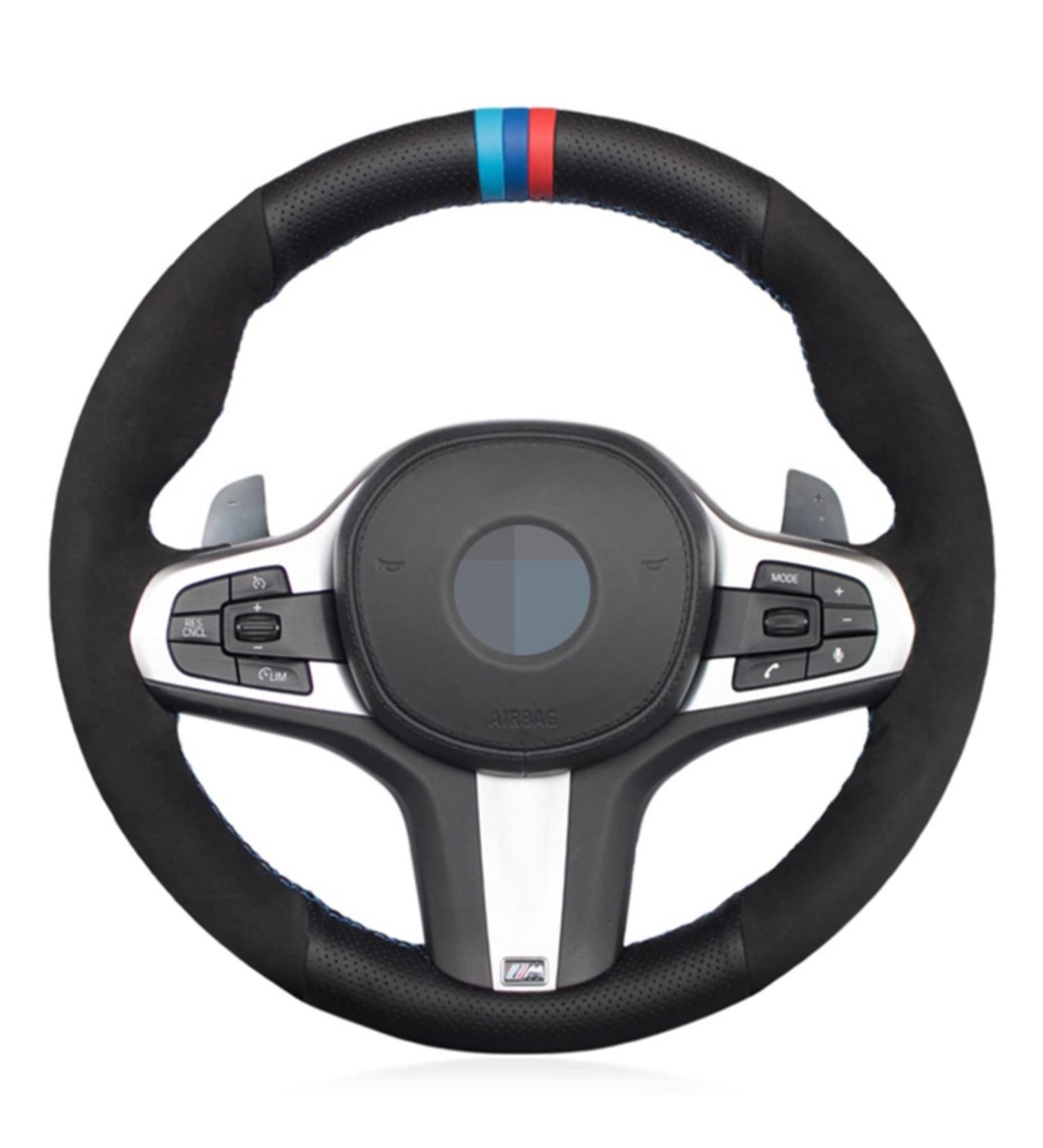 For BMW M Sport G30 G31 G32 G20 G21 G14 G15 G16 X3 G01 X4 G02 X5 G05 M5 Black Genuine Leather Car Steering Wheel Cover - Buy Online on GoSupps.com