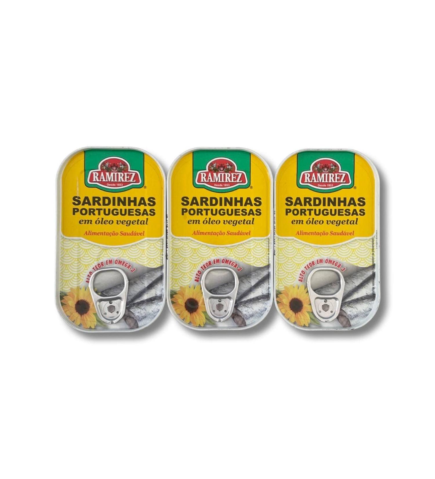 Portuguese Sardines In Vegetable Oil - 3 x 125 g - Ramirez - Portugal - Buy Online on GoSupps.com