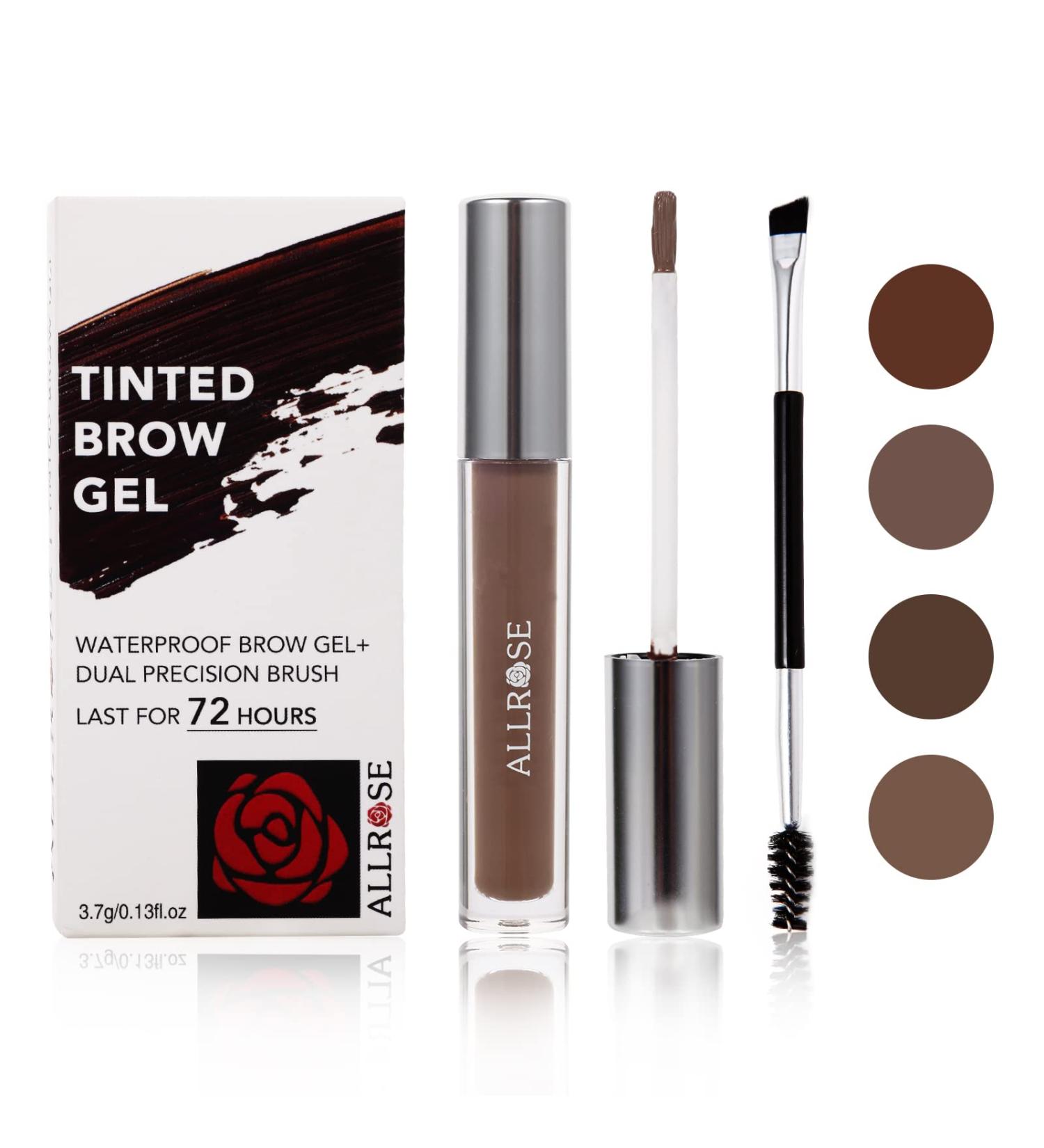 ALLROSE Waterproof Tinted Brow Gel - Long-Lasting Semi-Permanent Eyebrow Mascara in Brunette Shade - Buy Online on GoSupps.com