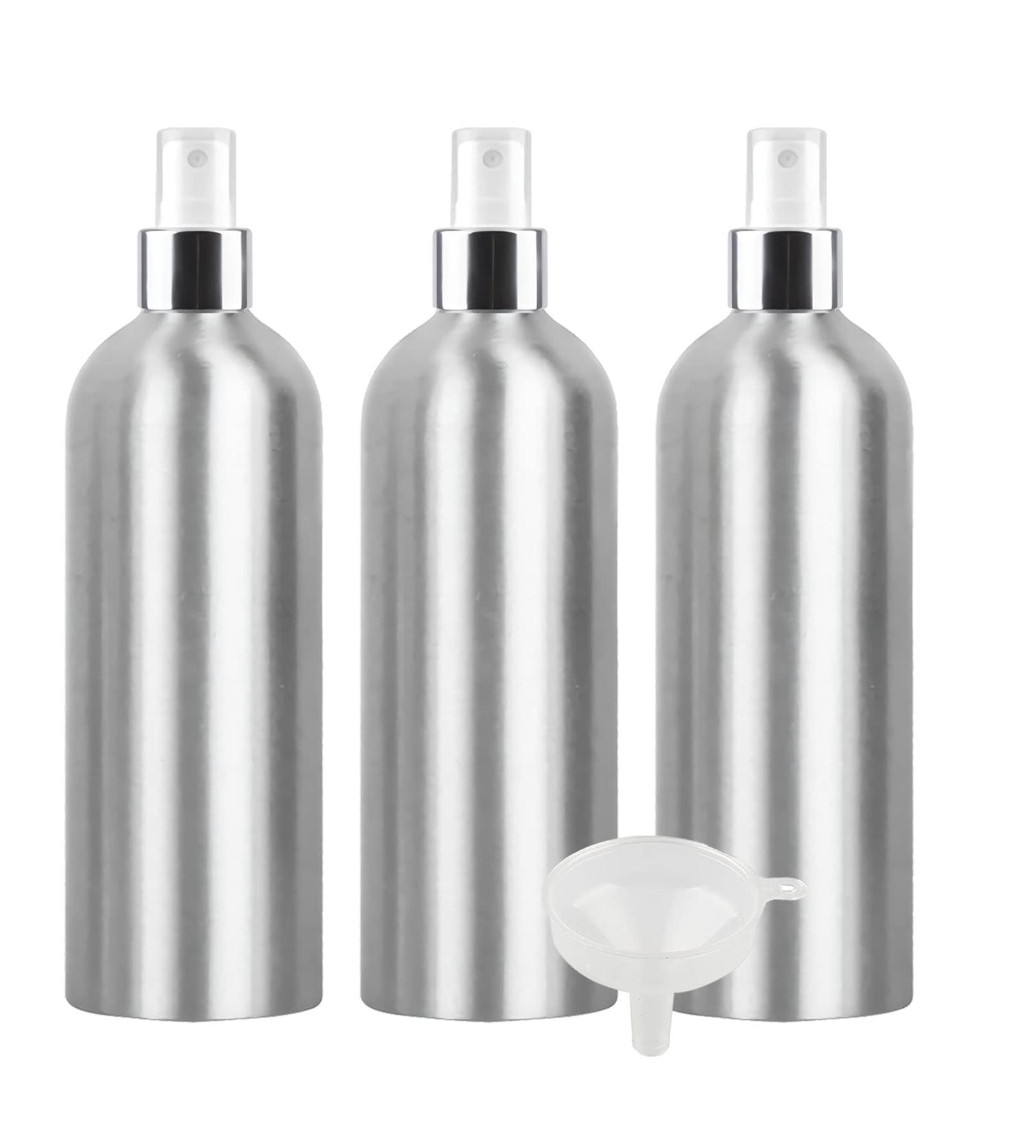 Tianzd 3-Piece Portable 500ml Aluminum Spray Bottles with White/Silver Spray Heads Fine Fog Pump Travel Bottle Set with Funnel | Durable & Versatile for Home & Travel - Buy Online on GoSupps.com