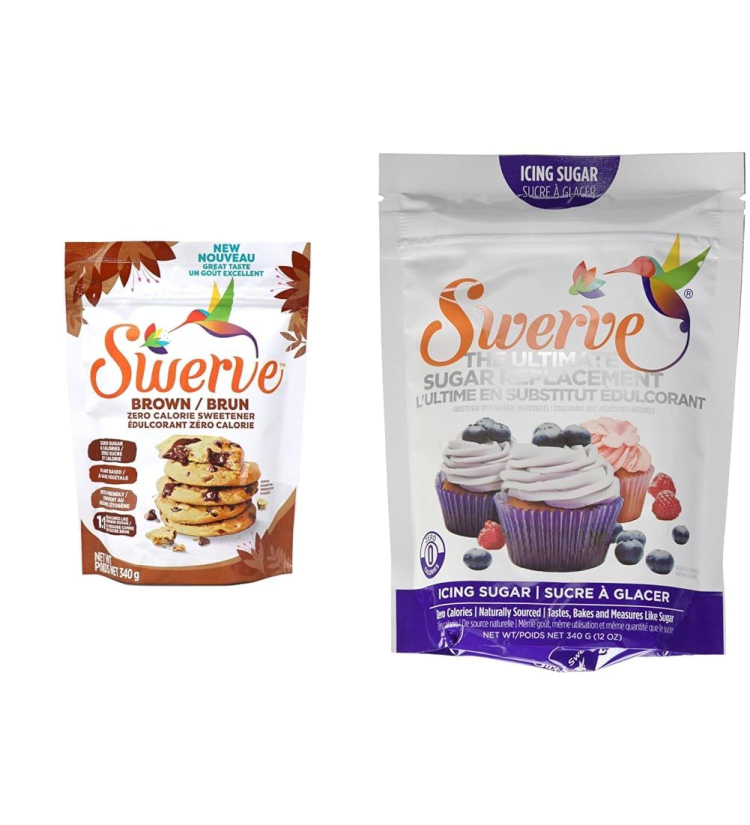 Swerve Sweetener Brown Sugar 340 Grams & The Ultimate Sugar Replacement Icing Sugar 340g - Buy Online on GoSupps.com