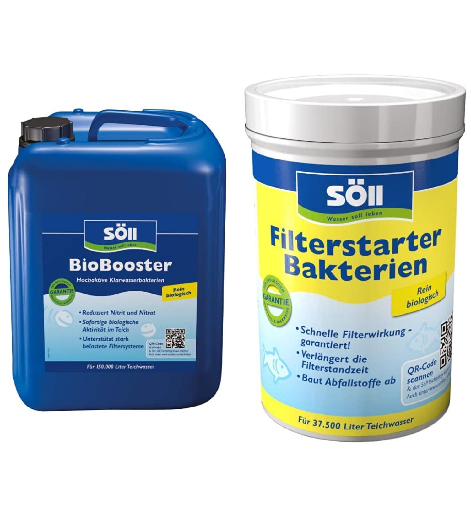 S ll 80409 Biobooster & Filter Starter Bacteria Bundle - Natural Pond Bacteria for Clear Water | 5L Biobooster + 250g Starter for 150 000L Ponds - Buy Online on GoSupps.com