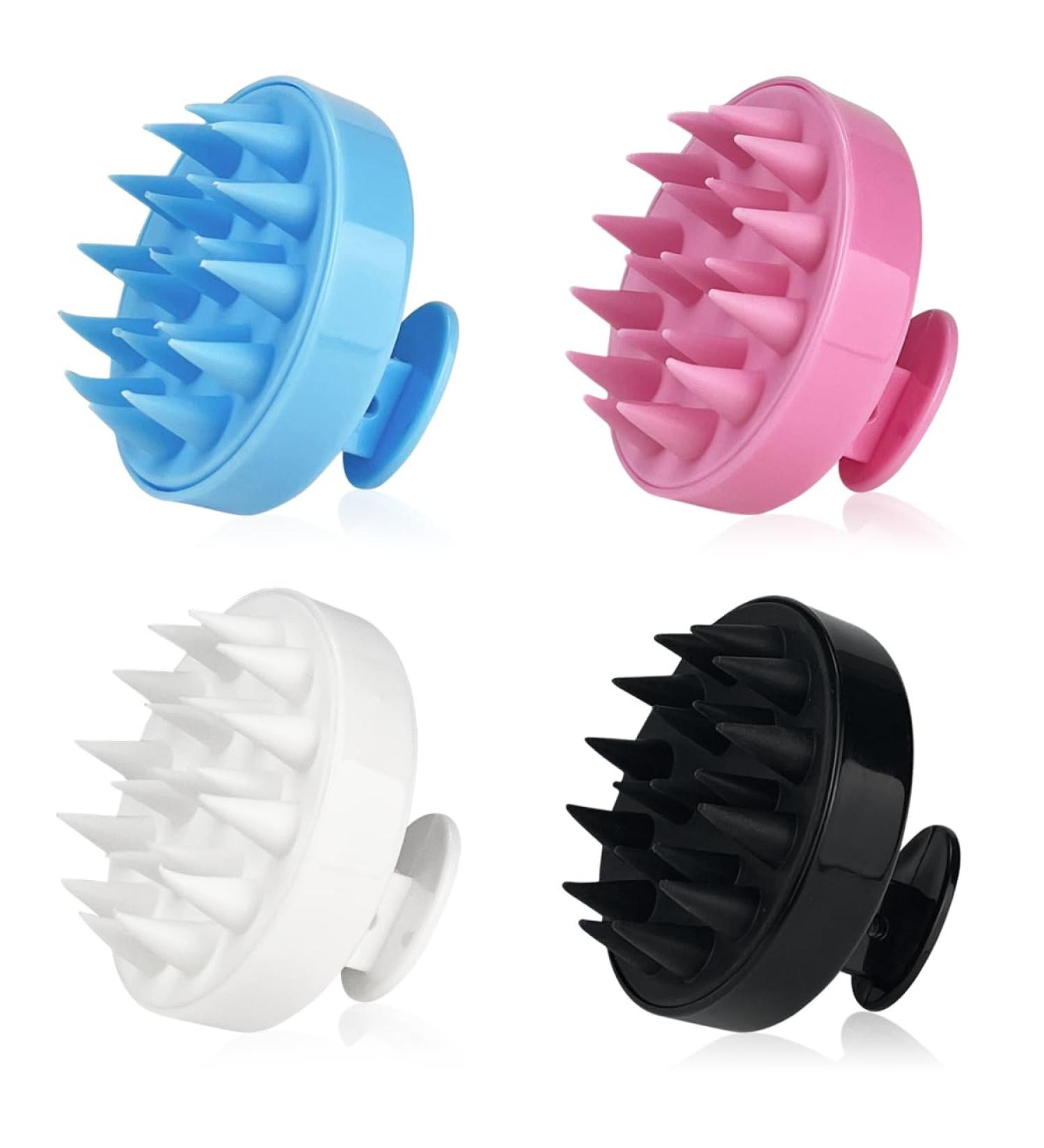 4-Piece Silicone Scalp & Shampoo Brush Set | Stimulate Hair Growth | Wet & Dry Head Massage Brushes - Buy Online on GoSupps.com