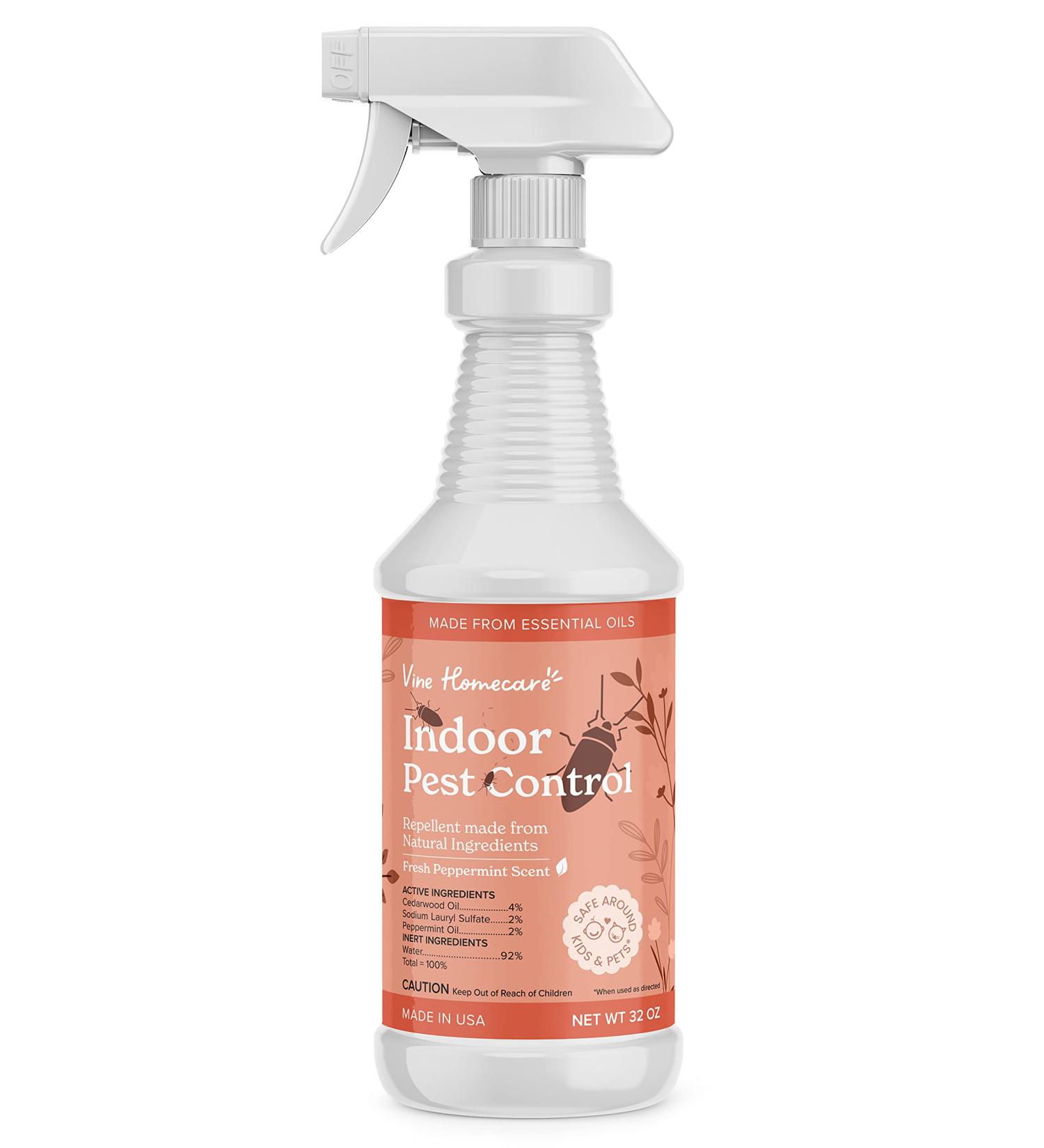 Vine Homecare Indoor Pest Control Spray 32oz - Repels Moths, Fleas, Ticks, Spiders, Ants & More - Natural Non-Toxic Formula for Quick and Easy Pest Control - Safe Around Kids & Pets - Buy Online on GoSupps.com