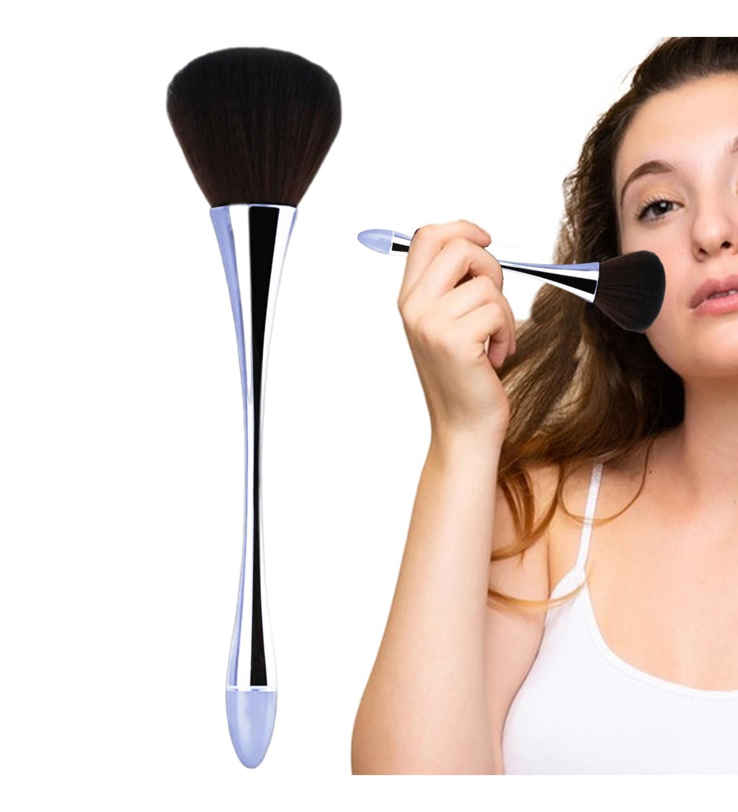 Cheeks Blush Brush - Soft Makeup Brush for Blush Application | Smooth Blending Brush - Professional Blush Brush - FLAWLES Cheeks Brush for Natural Glow Contouring and Highlighting Grey Blue - Buy Online on GoSupps.com