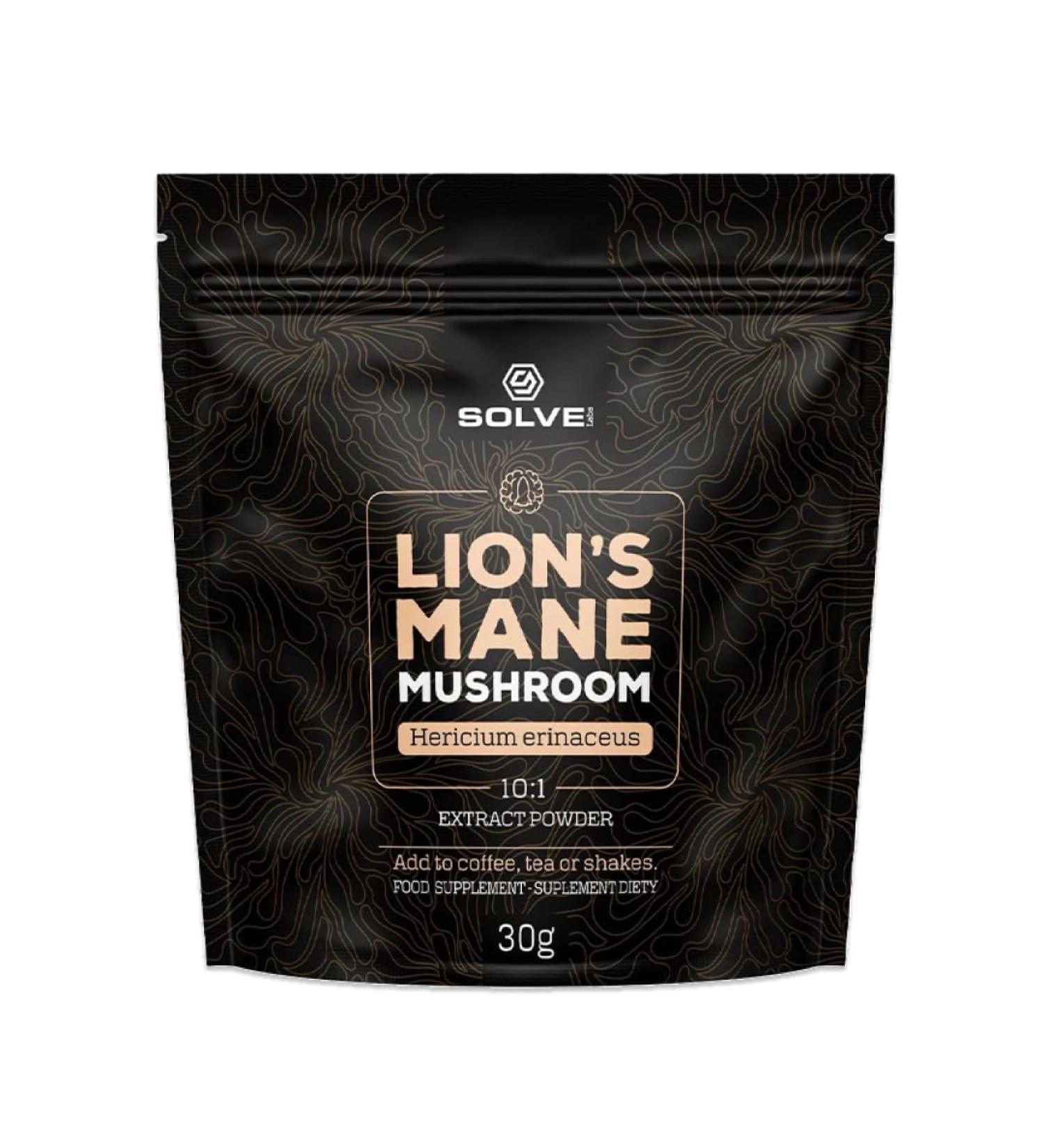 Solve Labs Premium Lion Mane Extract Powder 100% Fruiting Body 45% Beta-D-Glucans Extract 10:1 Zero Filling Agent & Additive 30G - Buy Online on GoSupps.com