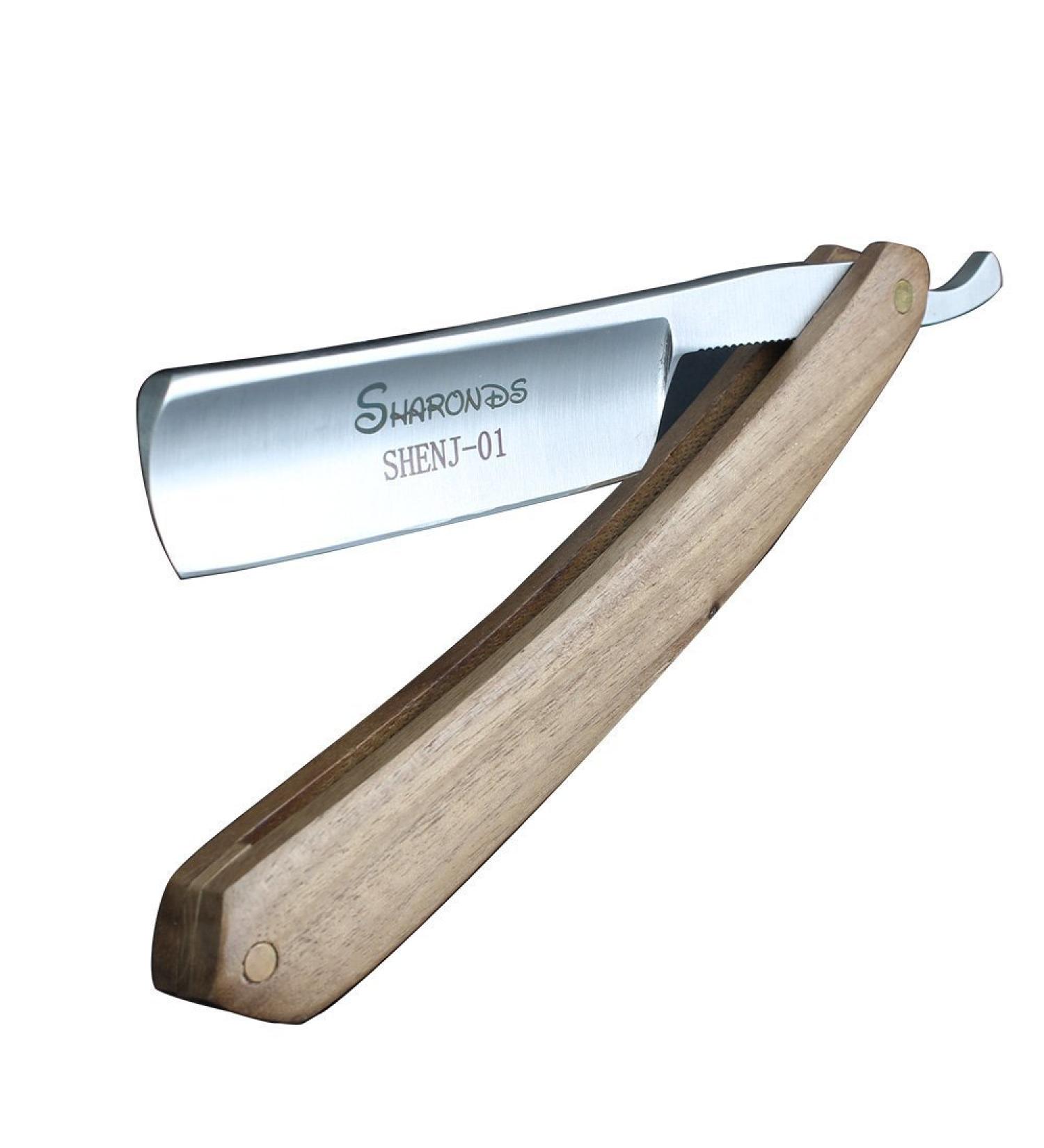 Men's Shaving Brush Razor with Box | Classic Wood Handle Barber Razor (Brown) - Premium Quality for Smooth Shaves - Buy Online on GoSupps.com