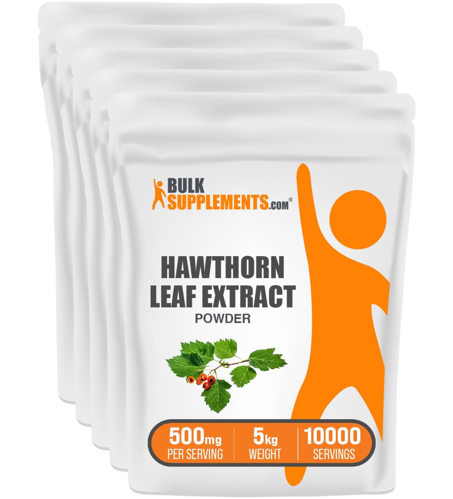 BulkSupplements.com Hawthorn Leaf Extract Powder - Hawthorn Leaf Supplement - Herbal Supplement Vegan & Gluten Free 500mg per Serving 5kg (11 lbs) (Pack of 5) 35.24 Ounce (Pack of 5) - Buy Online on GoSupps.com