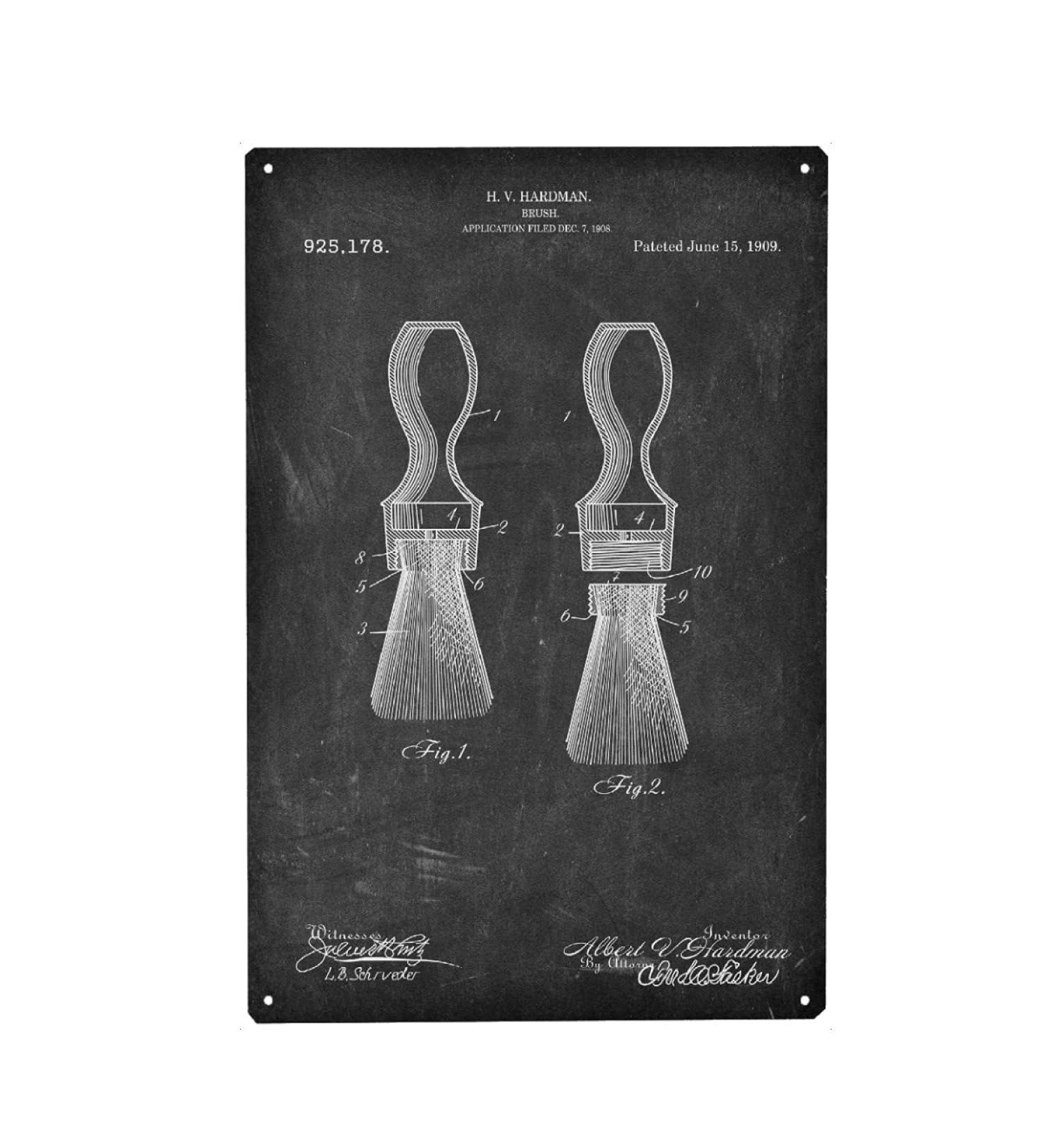 artboxONE Metal Poster 20x30 cm Abstract Shaving Brush Patent (Board) by artist Artkuu