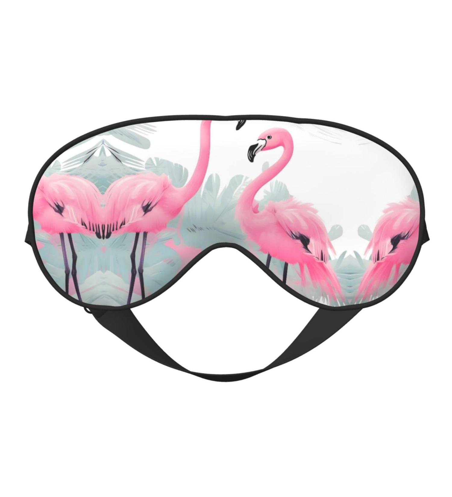 Two Flamingo Eye Mask - Soft Adjustable Sleep Mask for Men & Women | Comfortable Nighttime Eye Cover - Perfect for Travel & Relaxation - Buy Online on GoSupps.com