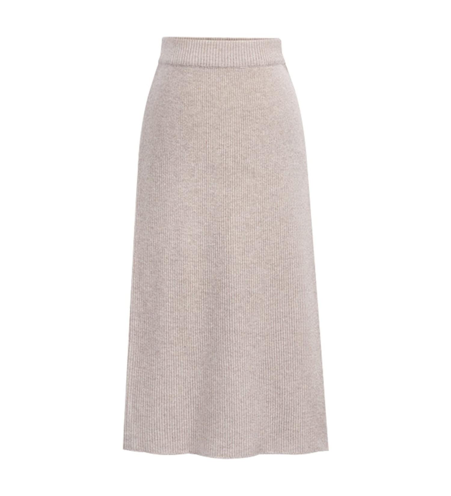 Sanahy Women's Ribbed Knit Midi Skirt 4XL Beige | High Waist Bodycon Pencil Skirt - Buy Online on GoSupps.com