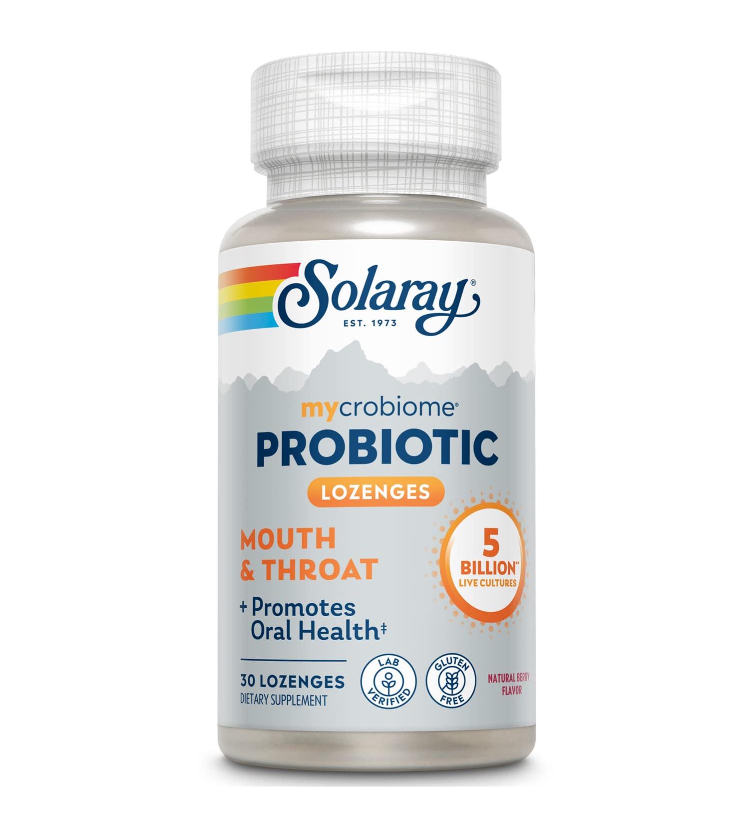 Solaray Mycrobiome Probiotic Mouth & Throat Berry Flavor 5 Billion 30 Lozenges