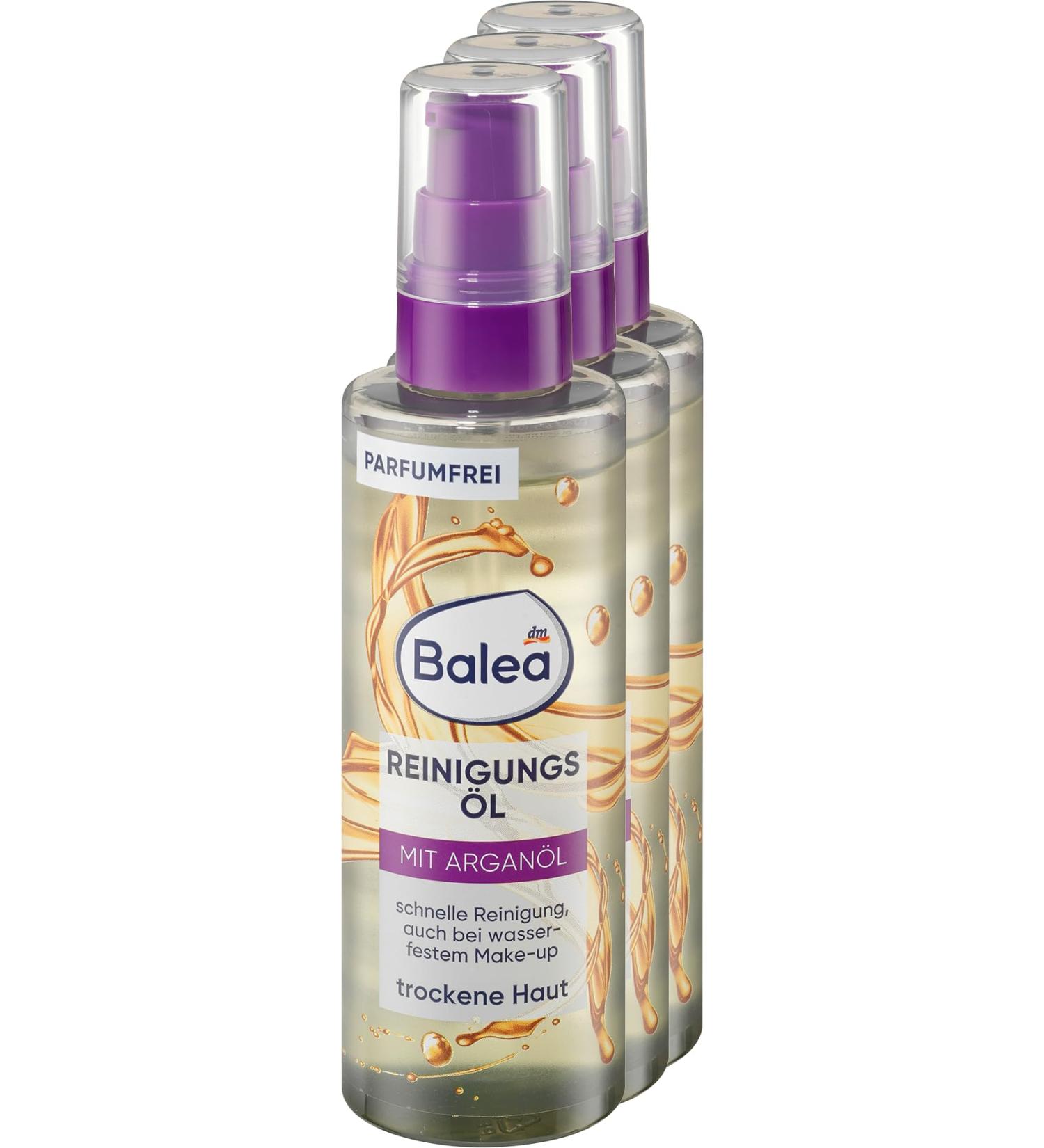 Balea Cleansing Oil 300 ml 3x 100 ml Gently cleanses the face eyes and lips Without perfume and with argan oil