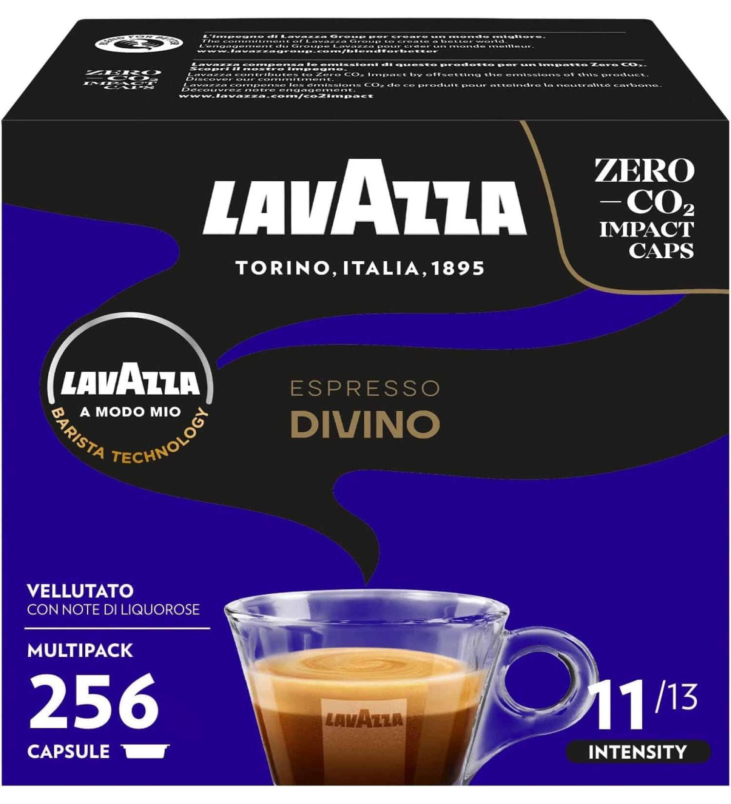Lavazza Lavazza Modo Mio Espresso Divine Capsules Coffee Capsules with Cocoa Notes and Exotic Fruits Arabic and Robust Intensity 11 Dark Roast Persistent Taste 16 Boxes x 16 Capsules