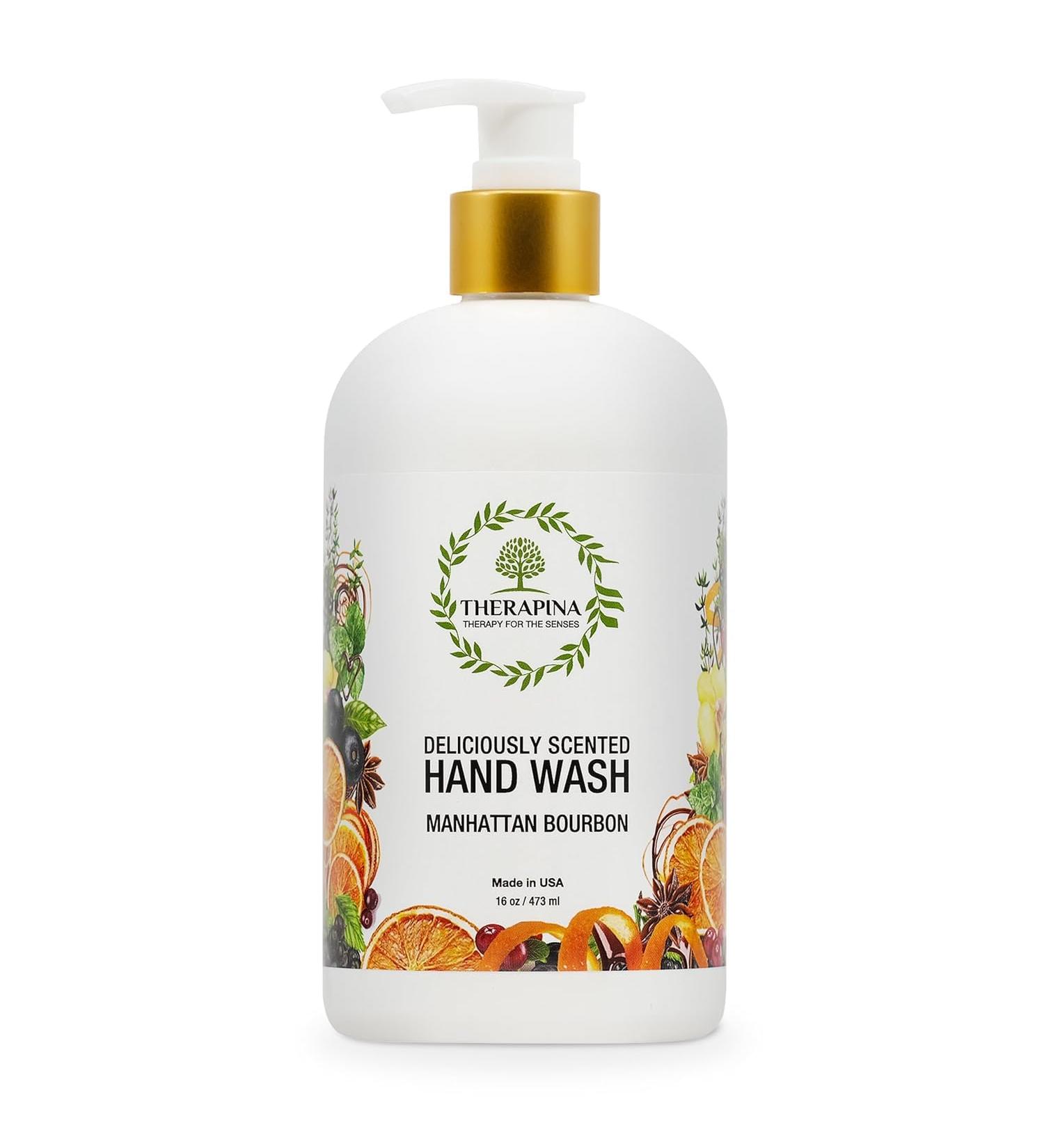 Aromatherapy Luxury Liquid Hand Soap - Vegan & Moisturizing with Aloe Vera - Manhattan Bourbon Scent - 16 Oz for Bathrooms & Kitchen - Buy Online on GoSupps.com
