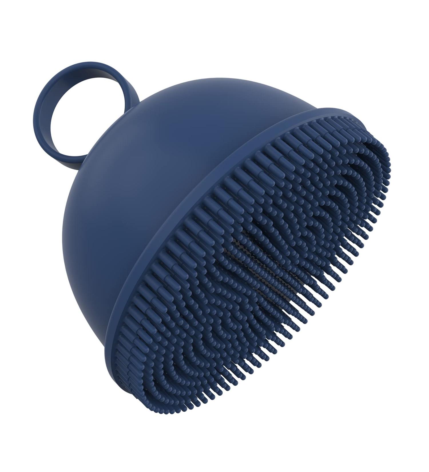 Silicone Body Scrubber - Gentle Exfoliating Shower Brush for Wet or Dry Skin Cleansing - Massage Brush with Hook - Blue - Buy Online on GoSupps.com