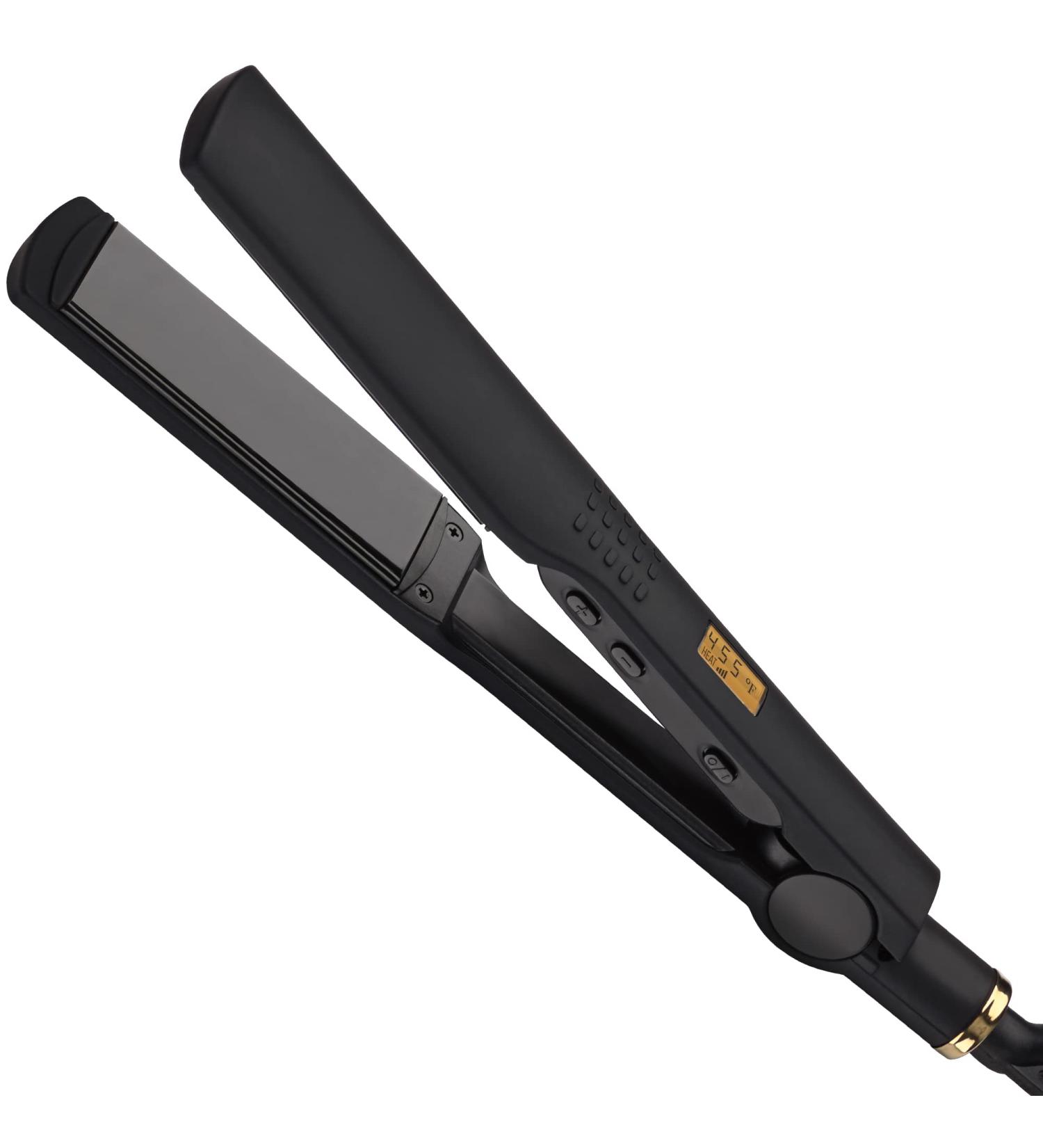 Hot Tools Pro Artist Black Gold Flat Iron - 1-1/4" | Long Lasting Extra Smooth Styles | Premium Hair Styling Tool for International Shipping - Buy Online on GoSupps.com
