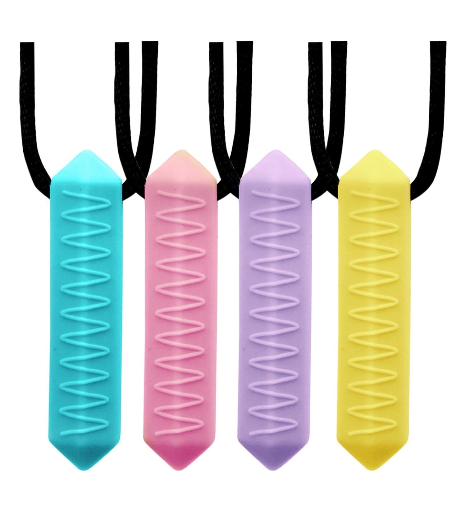 GWAWG 4PCs Sensory Chewing Necklace - Durable Silicone for Autism | Perfect for Kids & Adults - Buy Online on GoSupps.com
