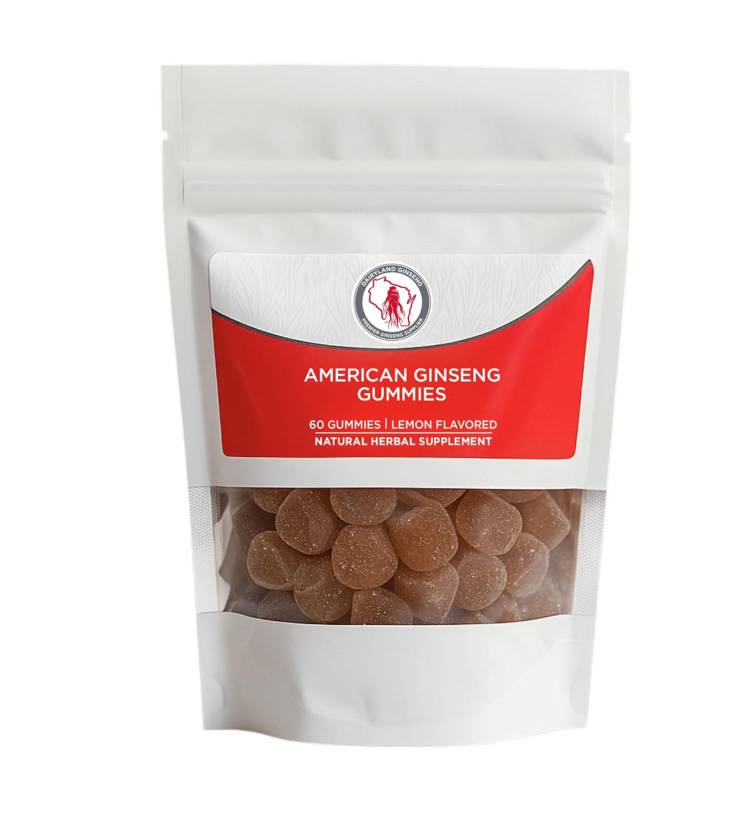 Dairyland American Ginseng Gummies 1000mg per Serving Lemon Flavor Caffeine-Free Energy & Focus Support Wisconsin Ginseng Gummy 60 pcs - Buy Online on GoSupps.com