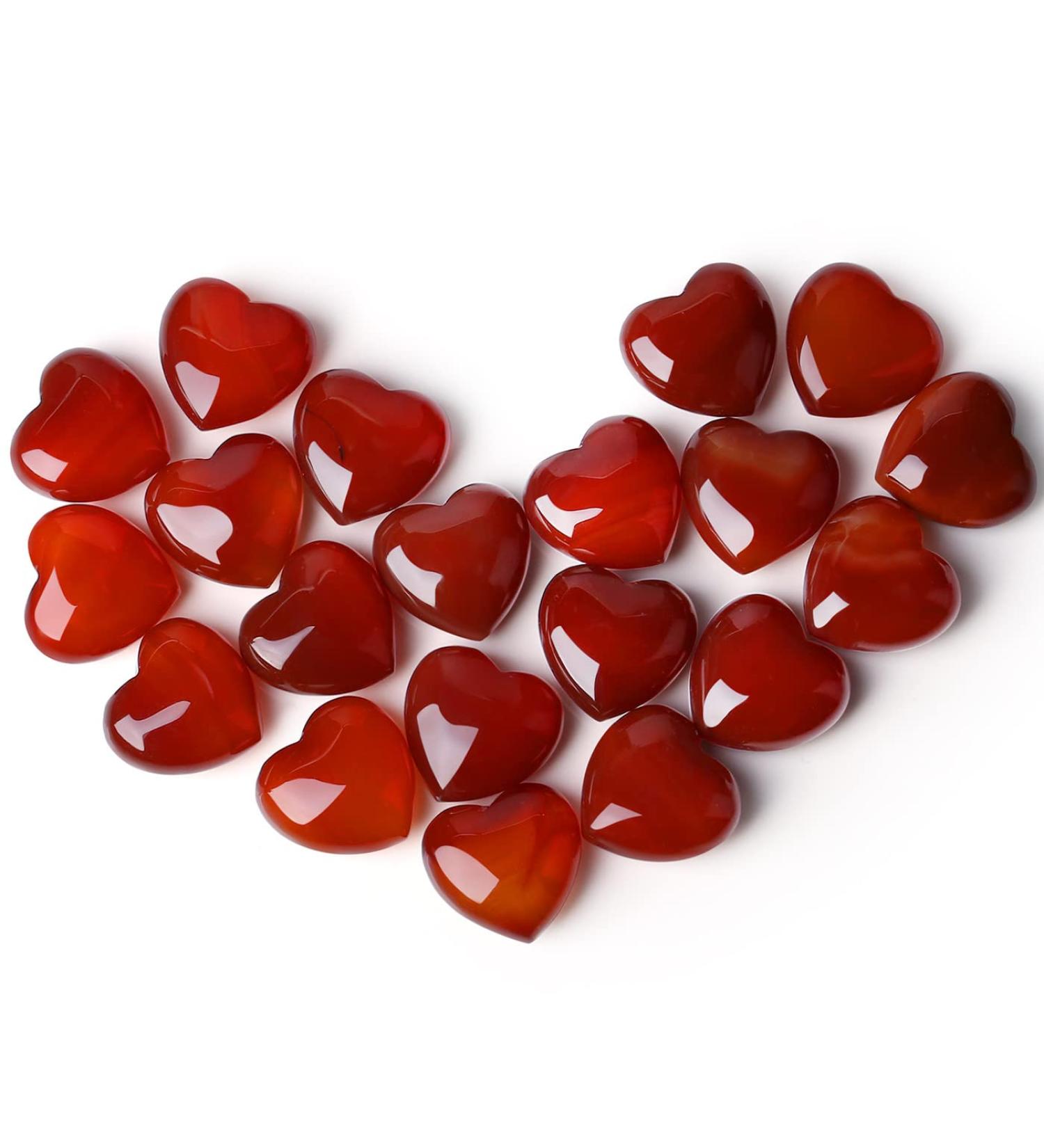 XIANNVXI 20 Pcs Red Agate Carnelian Crystal Heart Stones for Meditation & Energy Balancing - Buy Online on GoSupps.com