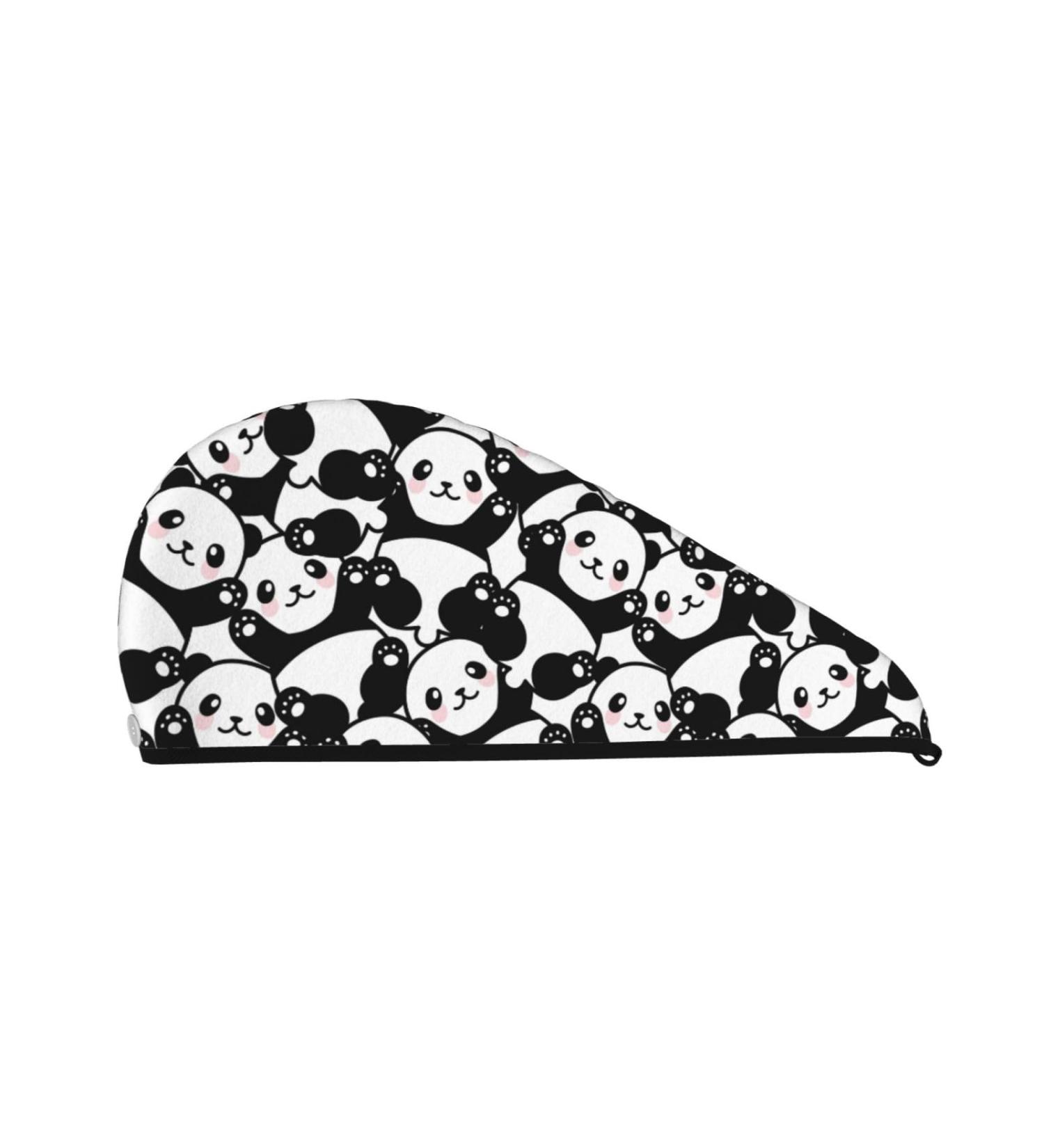 Quick-Dry Hair Towel Wrap - Cute Panda Design | Hair Drying Turban with Button for Effortless Drying - Buy Online on GoSupps.com