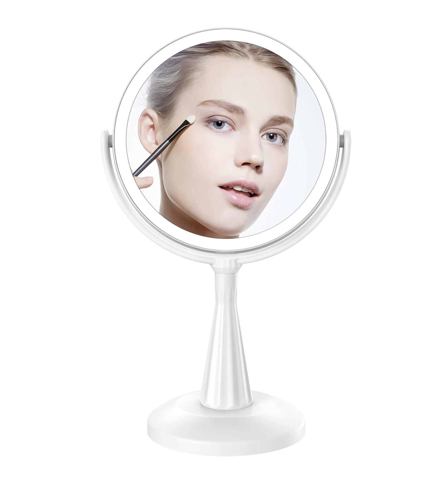 3 Color Lighted Makeup Mirror with 1X/7X Magnification and 60 LED Lights - Rechargeable and Adjustable Vanity Mirror for Women - 360 Degree Rotation - Buy Online on GoSupps.com