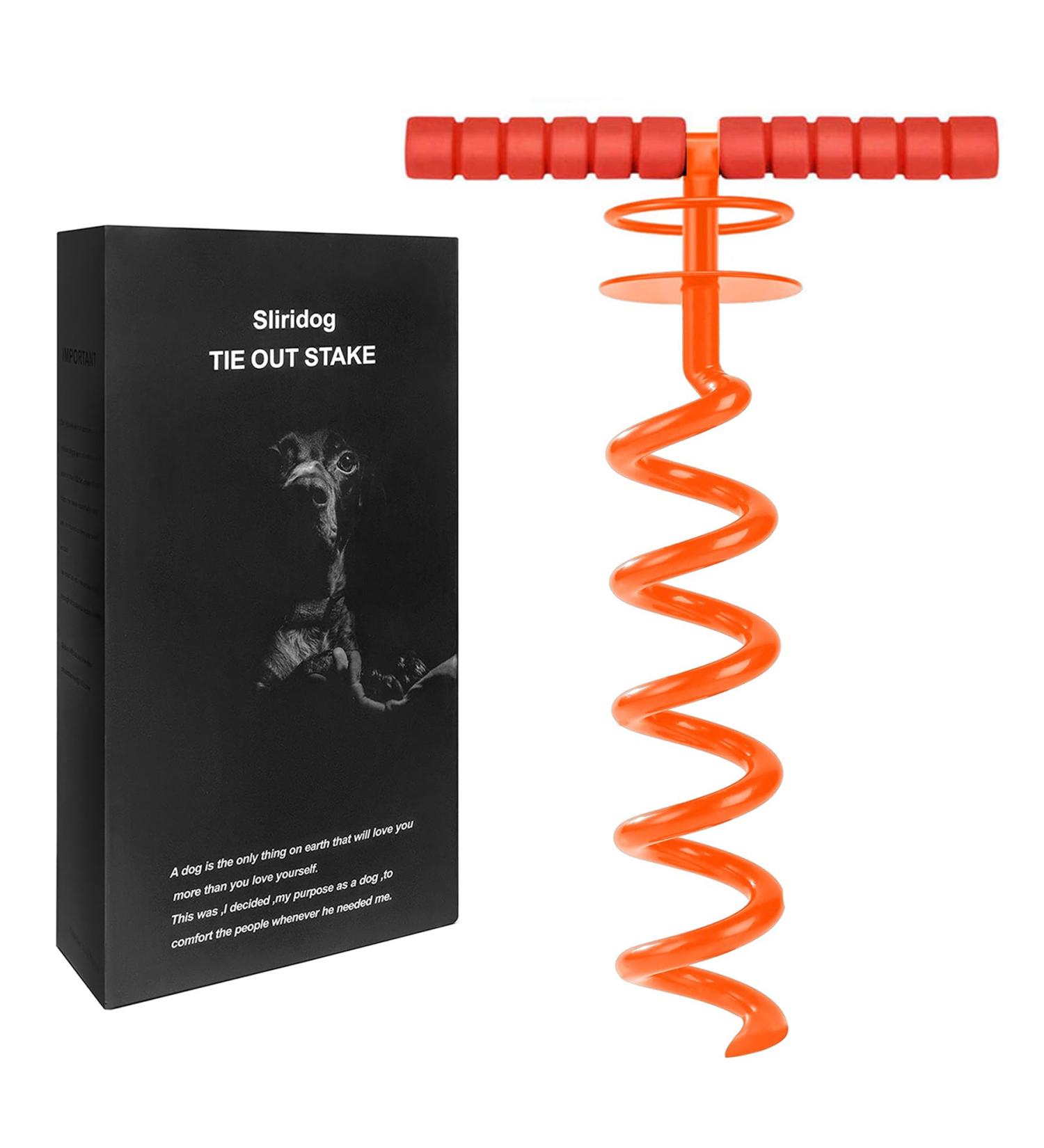 Sliridog Dog Patch - Strongest Dog Anchor for Large Dogs | Safely Holds Up to 90 kg | Ideal for Courtyard Beach Camping - Sunset Chevron Design (Orange/Evening Red) - Buy Online on GoSupps.com