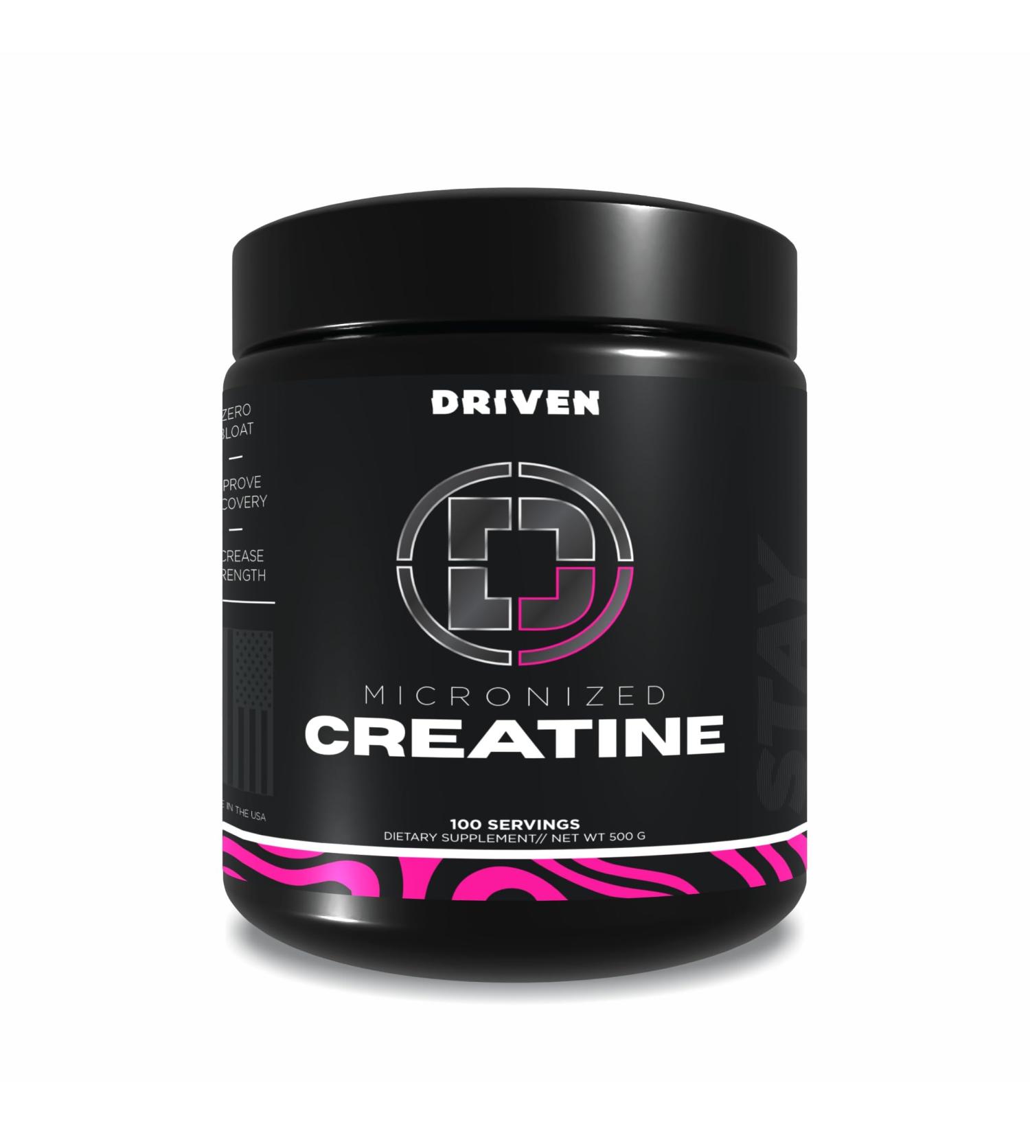 Driven Nutrition Micronized Creatine Monohydrate Powder 500g | Pure, Unflavored, 5g Per Serving | Muscle Strength, Power, Endurance & Recovery Supplement Unflavored 1.09 Pound (Pack of 1) - Buy Online on GoSupps.com