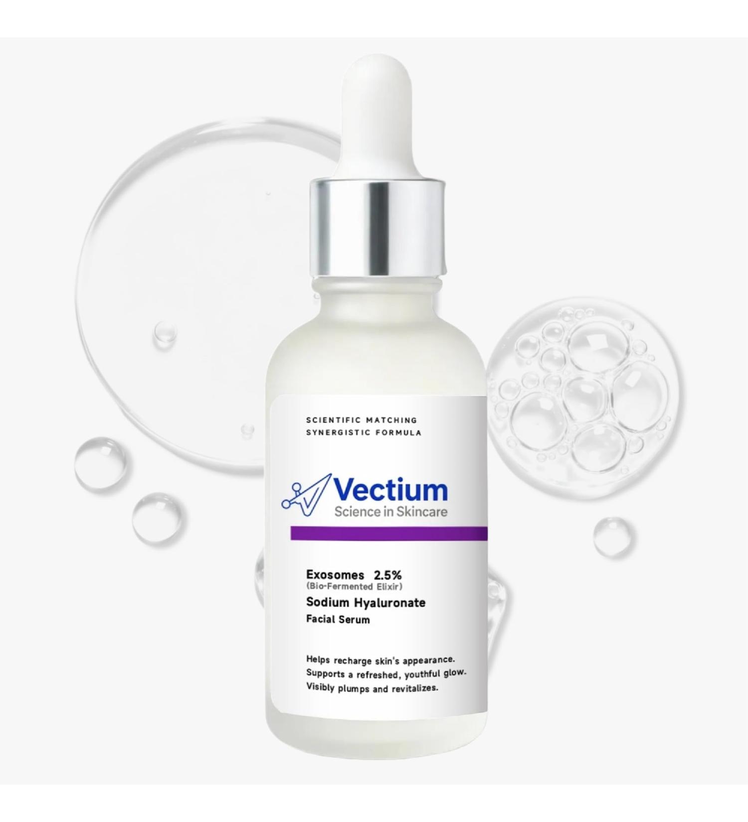 Vectium Exosomes Serum 2.5% Bio-Fermented Elixir & Sodium Hyaluronate - Lightweight Hydrating Serum for Smooth Soft-Feeling Skin - Suitable for All Skin Types (Tired Dull Dry Sensitive) - 1 Fl Oz - Buy Online on GoSupps.com