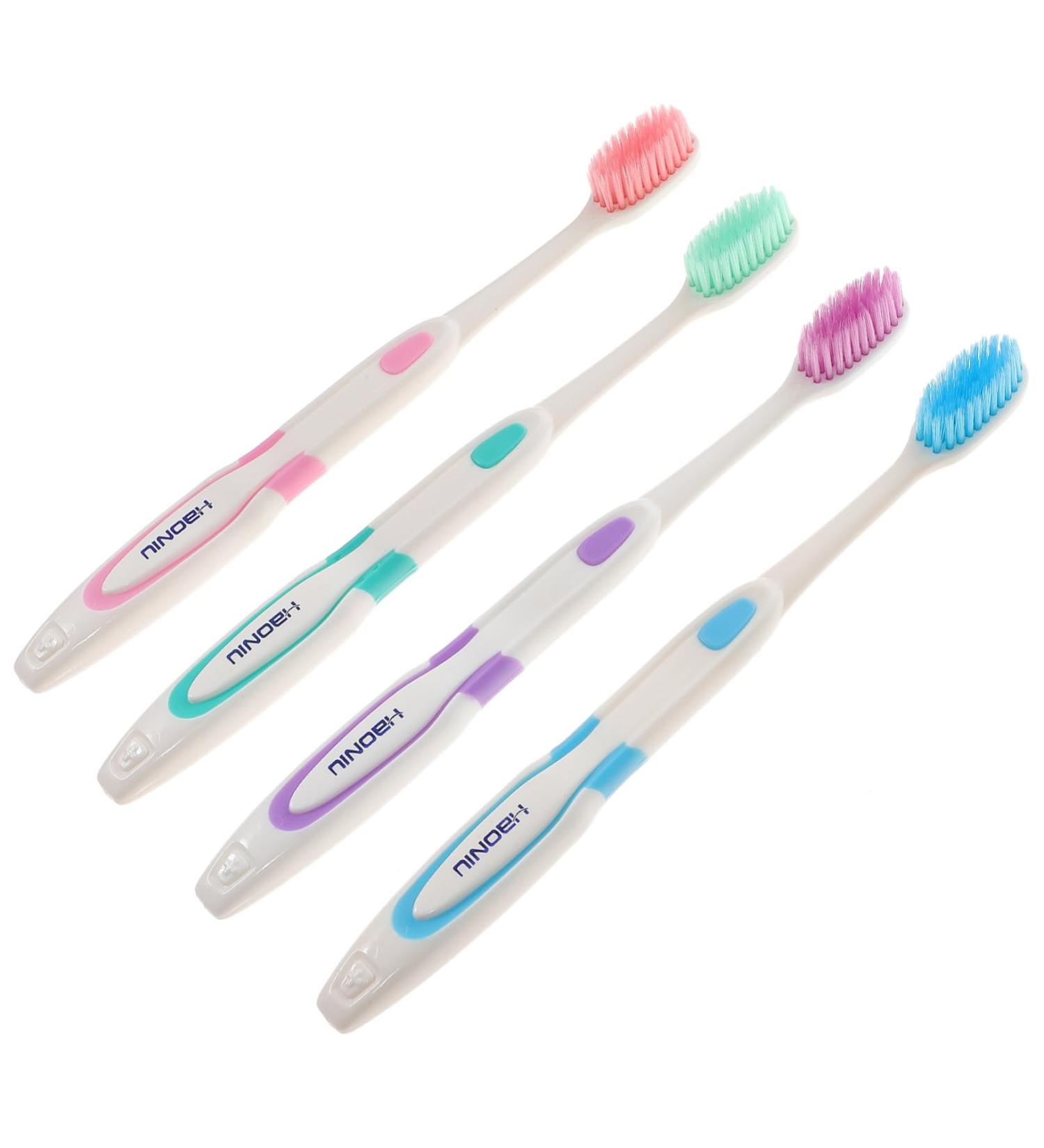 BUIFULSIC Soft Ergonomic Toothbrush Set - 4 Pack Fine Toothbrushes for Adults with Comfortable Handle - Micro Stick Soft Fur for Gentle Cleaning - Buy Online on GoSupps.com