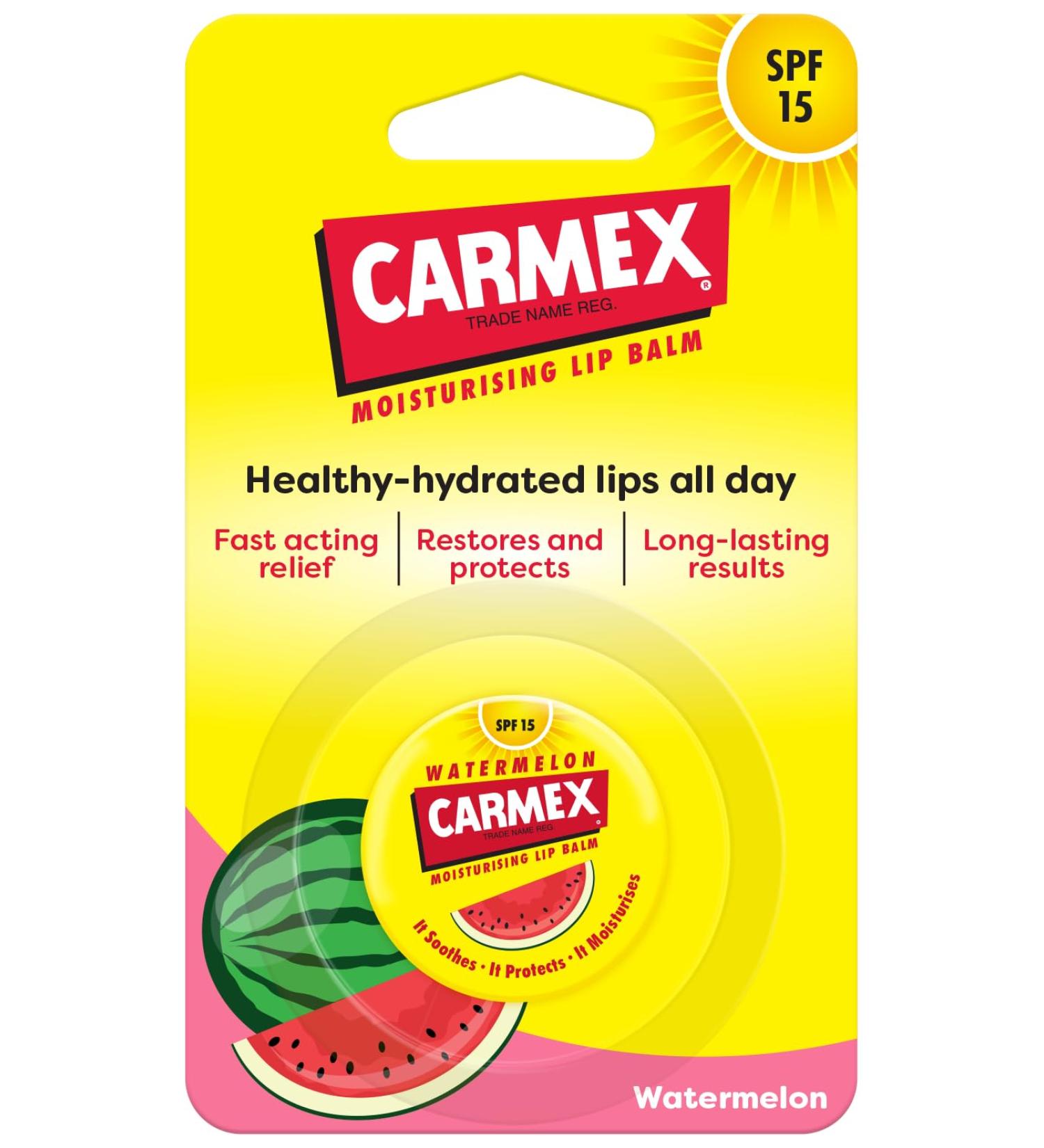 CARMEX Watermelon SPF15 Lip Balm - Soothes & Moisturizes | 7.5g | International Shipping - Buy Online on GoSupps.com