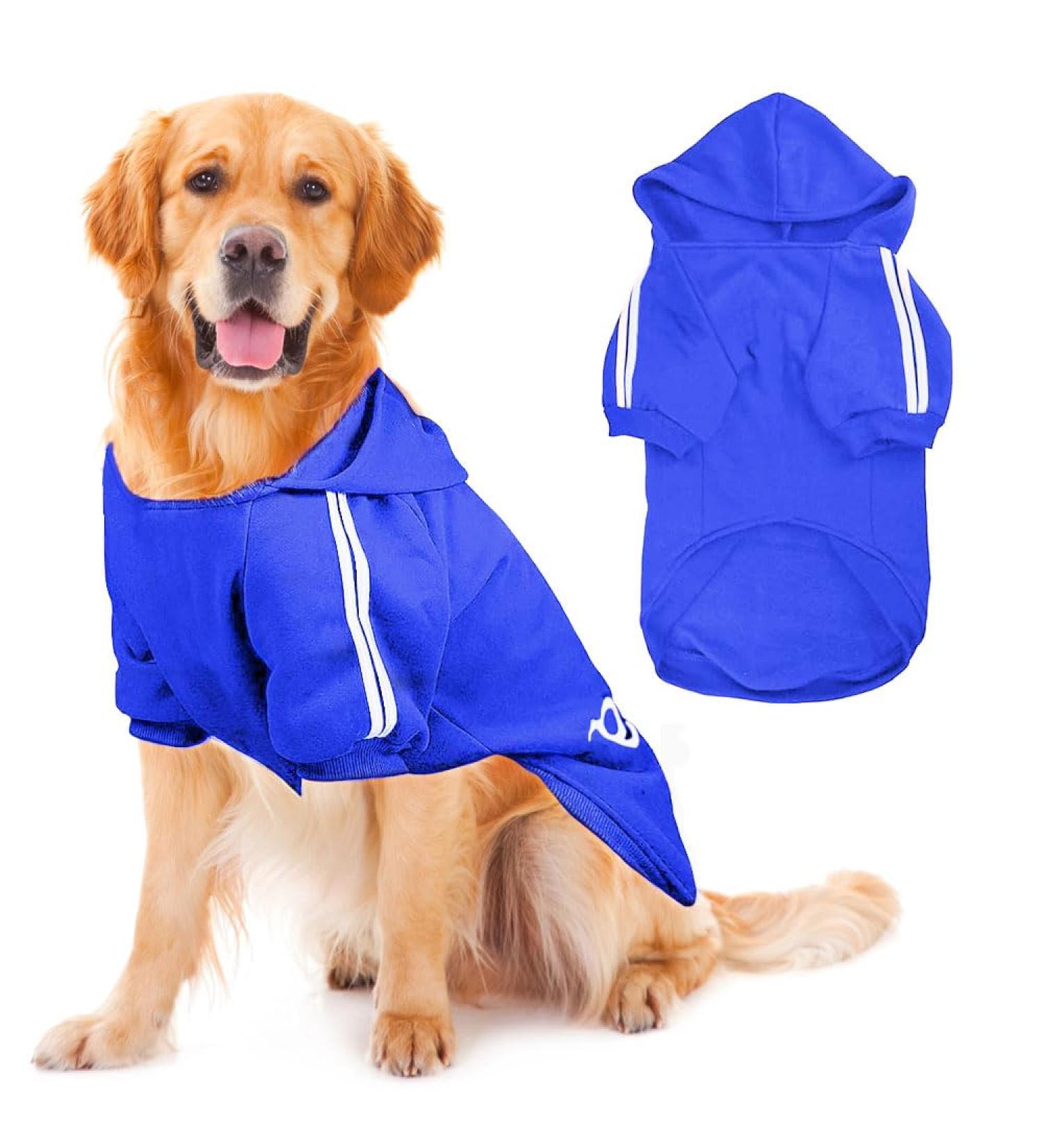 Voarge Dog Warm Hoodies Coat Winter Clothing Large Dog Button Design Dog Hoodie Dog Jumper Large Dogs Dog Coat (Blue 3XL) 3XL blue - Buy Online on GoSupps.com