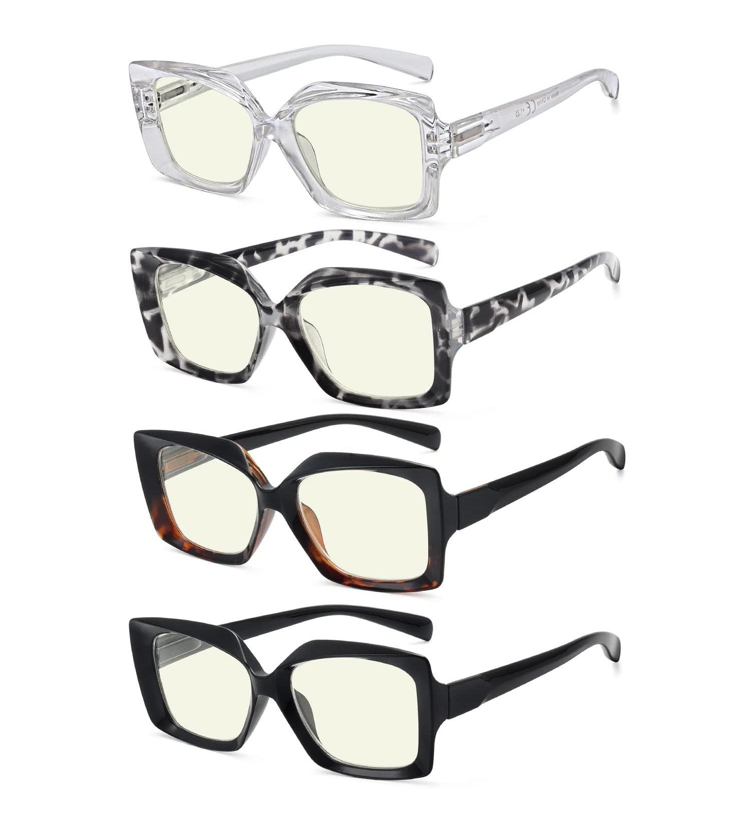 Eyekepper 4-Pack Stylish Blue Light Blocking Reading Glasses for Women +1.75 - Comfortable Computer Readers - Buy Online on GoSupps.com