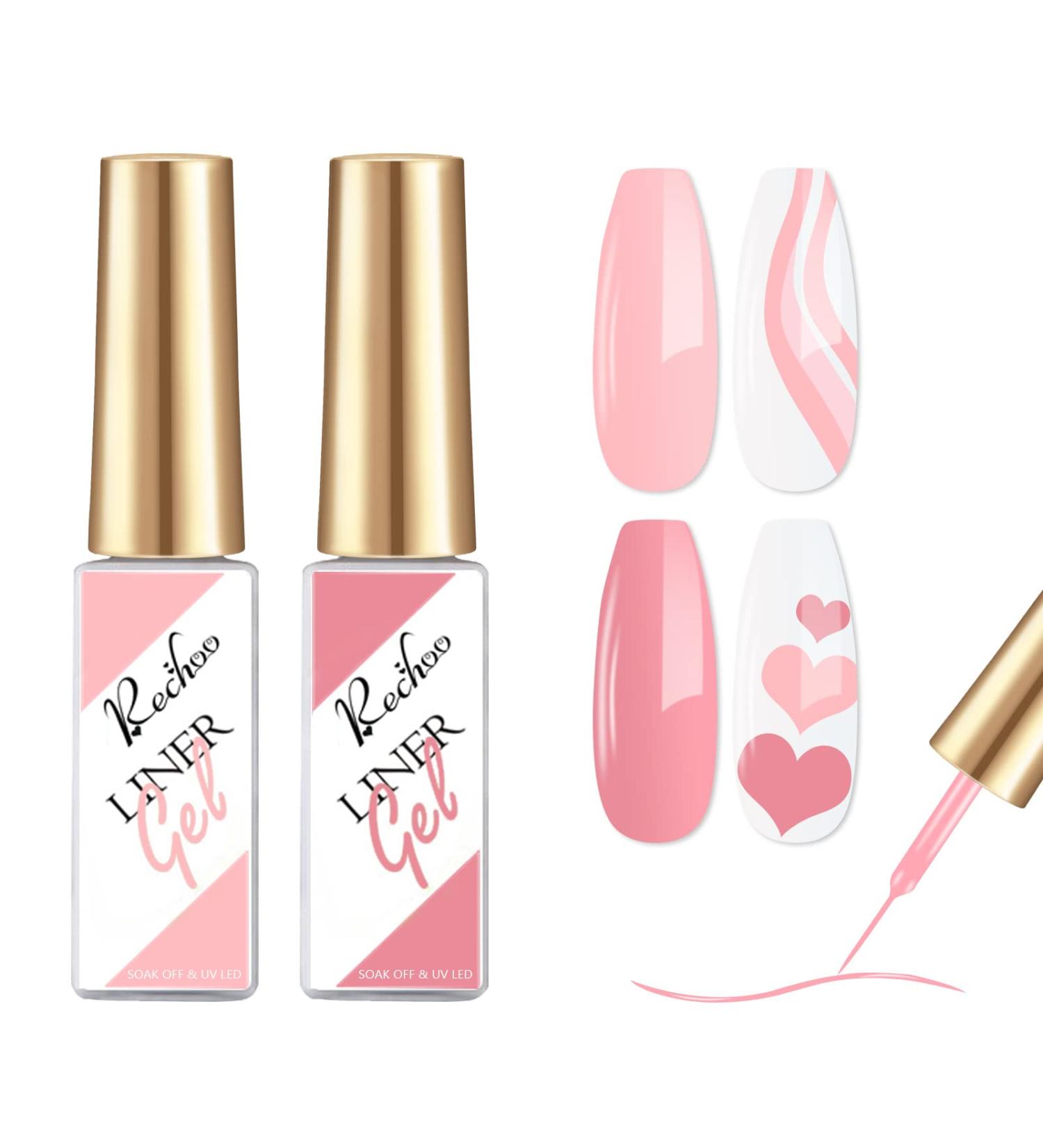 Rechoo Liner Nail Gel Polish 10ML - 2pcs Pink Gel for French Manicure & Nail Art - Buy Online on GoSupps.com
