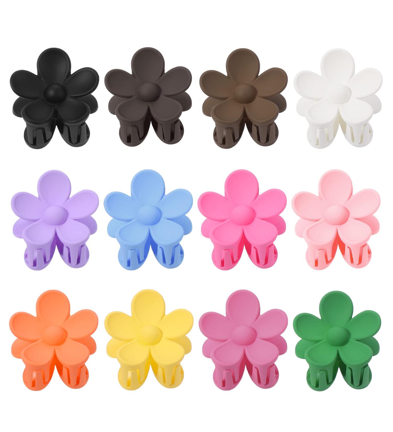 12PCS Matte Small Flower Hair Claw Clips for Women Girls - Strong Hold 1.33 Inch Mini Hair Claw Jaw Clips for Thick Thin Hair - Cute Hair Accessories - Buy Online on GoSupps.com