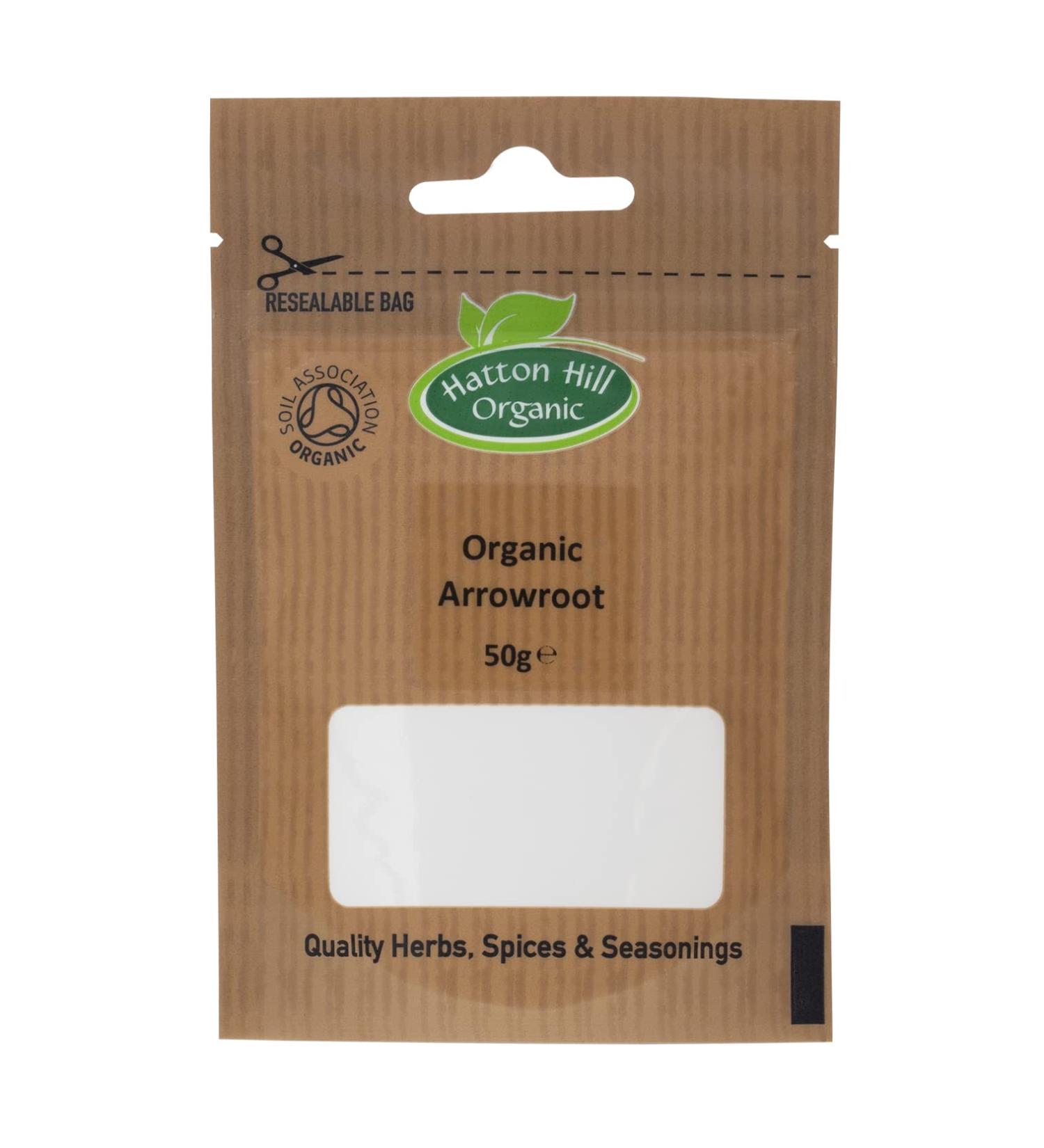 Organic Arrowroot Powder 50g - Hatton Hill Organic | Natural Starch for Cooking & Baking - Buy Online on GoSupps.com