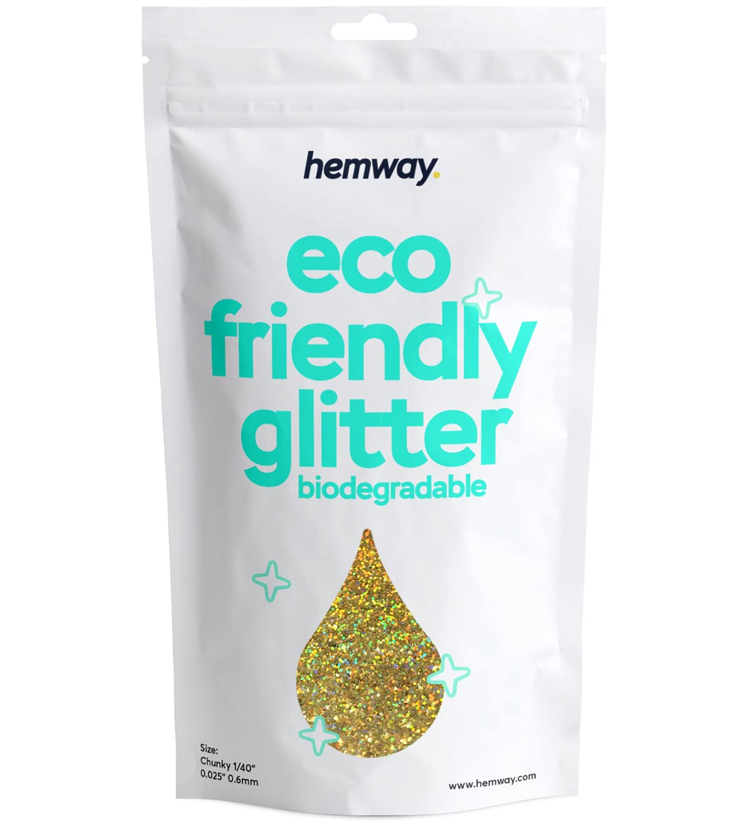 Buy Hemway Eco-Friendly Biodegradable Glitter 100g - Vegan Gold Holographic Sparkle for Face Eyes Body Hair & Nails - Cosmetic Safe 0.6mm - Buy Online on GoSupps.com
