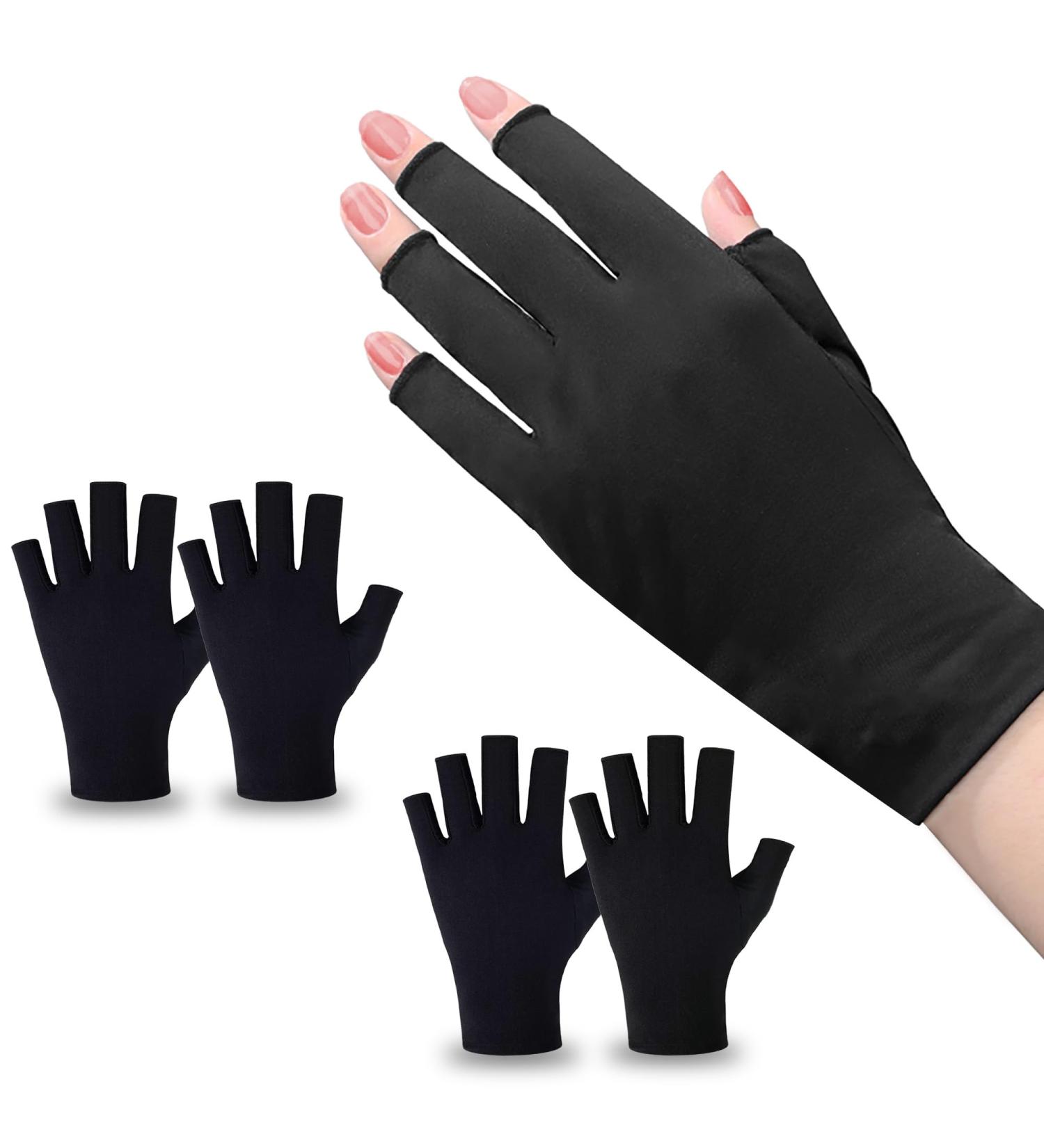 CGBOOM 2 Pair UV Gloves for Gel Nail Lamp Professional UPF50+ UV Protection Gloves for Manicures Anti UV Fingerless Gloves for Nail Art Skin Care Protecting Hands from UV Light Harm (Black) - Buy Online on GoSupps.com