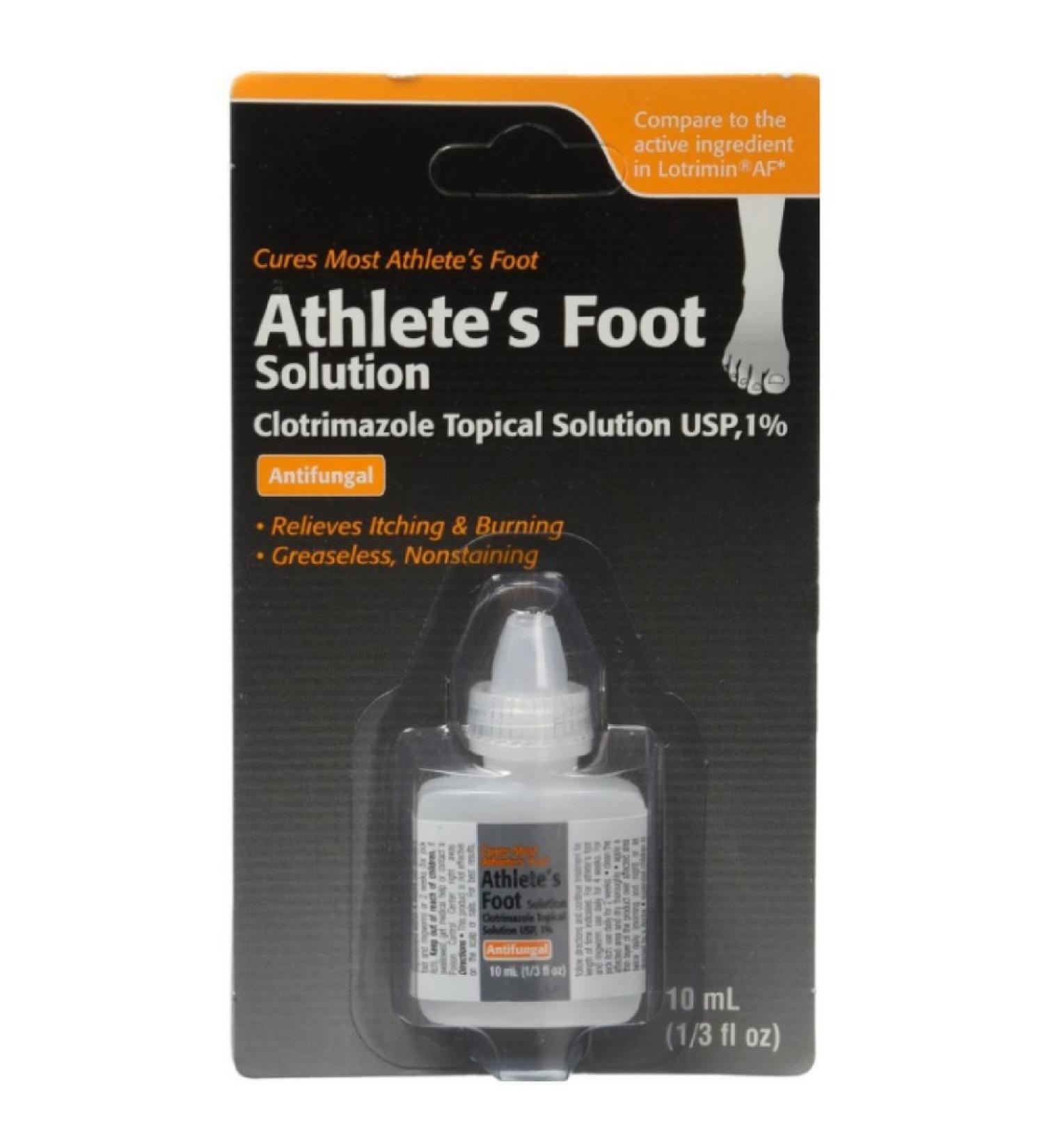 Clotrimazole AF Antifungal AthleteS Foot Topical Solution 1 Percent (Generic Lotrimin) - 10 Ml (Pack of 2)