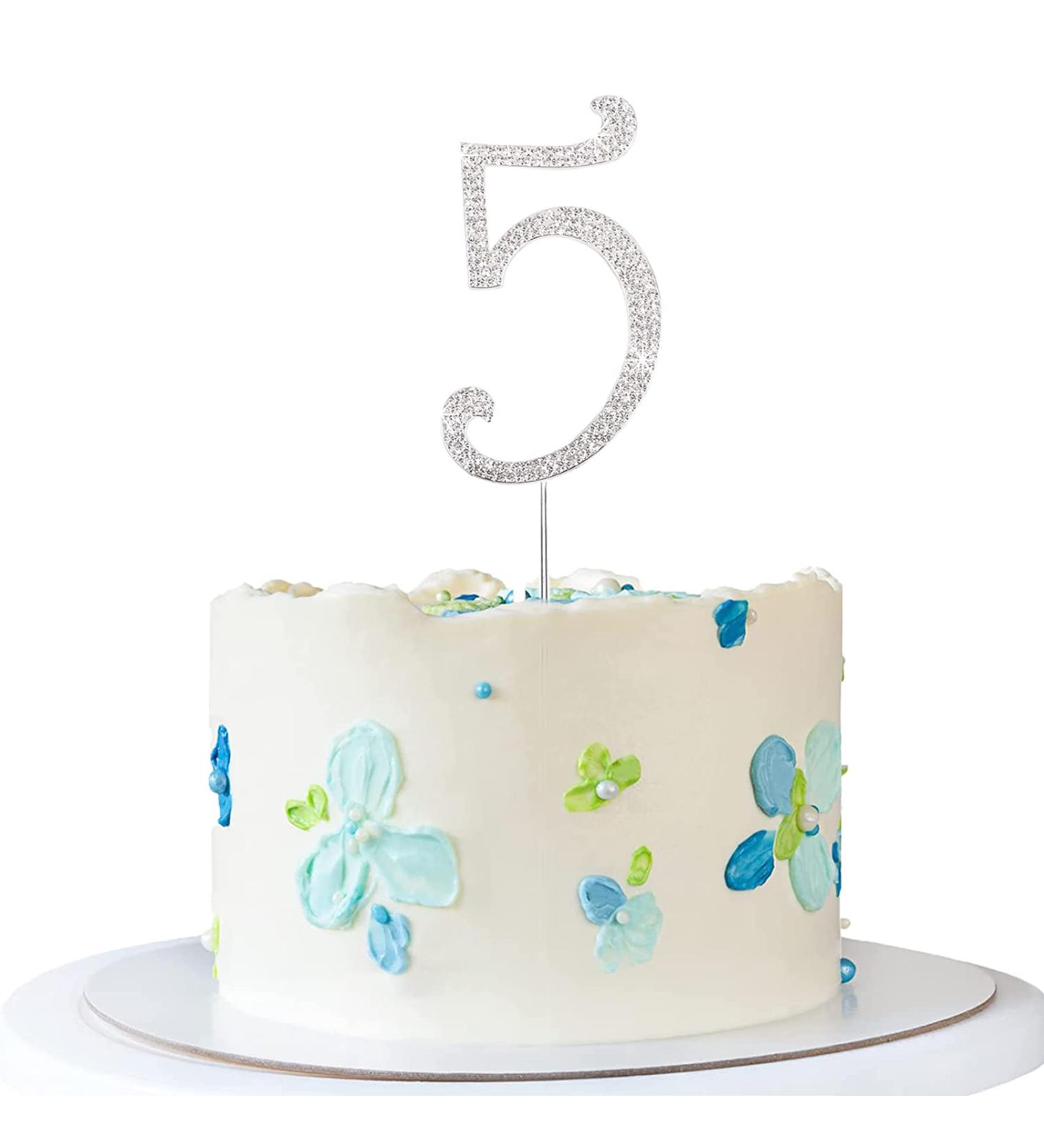 Silver Rhinestone Happy Birthday Cake Topper - Elegant Cake Decoration | International Shipping Available - Buy Online on GoSupps.com