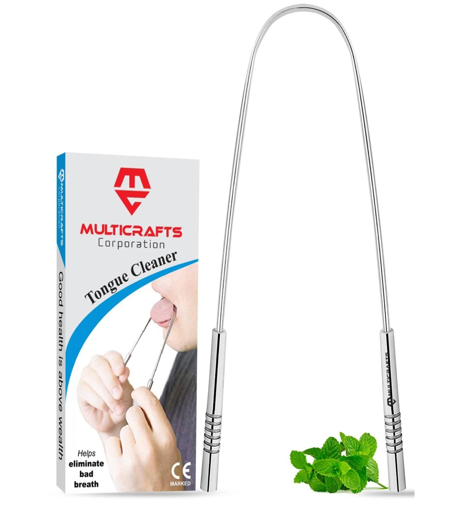 Professional Stainless Steel Tongue Scraper - Reusable Tongue Cleaner for Adults & Kids | No Slip Handles - Buy Online on GoSupps.com