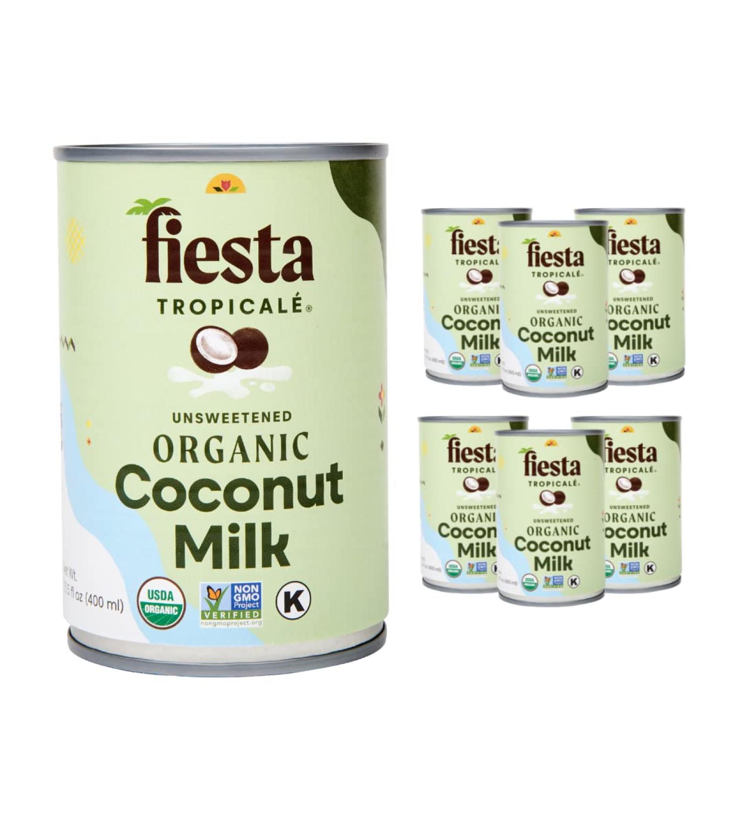 Fiesta Tropicale Organic Coconut Milk - Unsweetened Full-Fat 13.5 oz Cans (6 Pack) - Buy Online on GoSupps.com