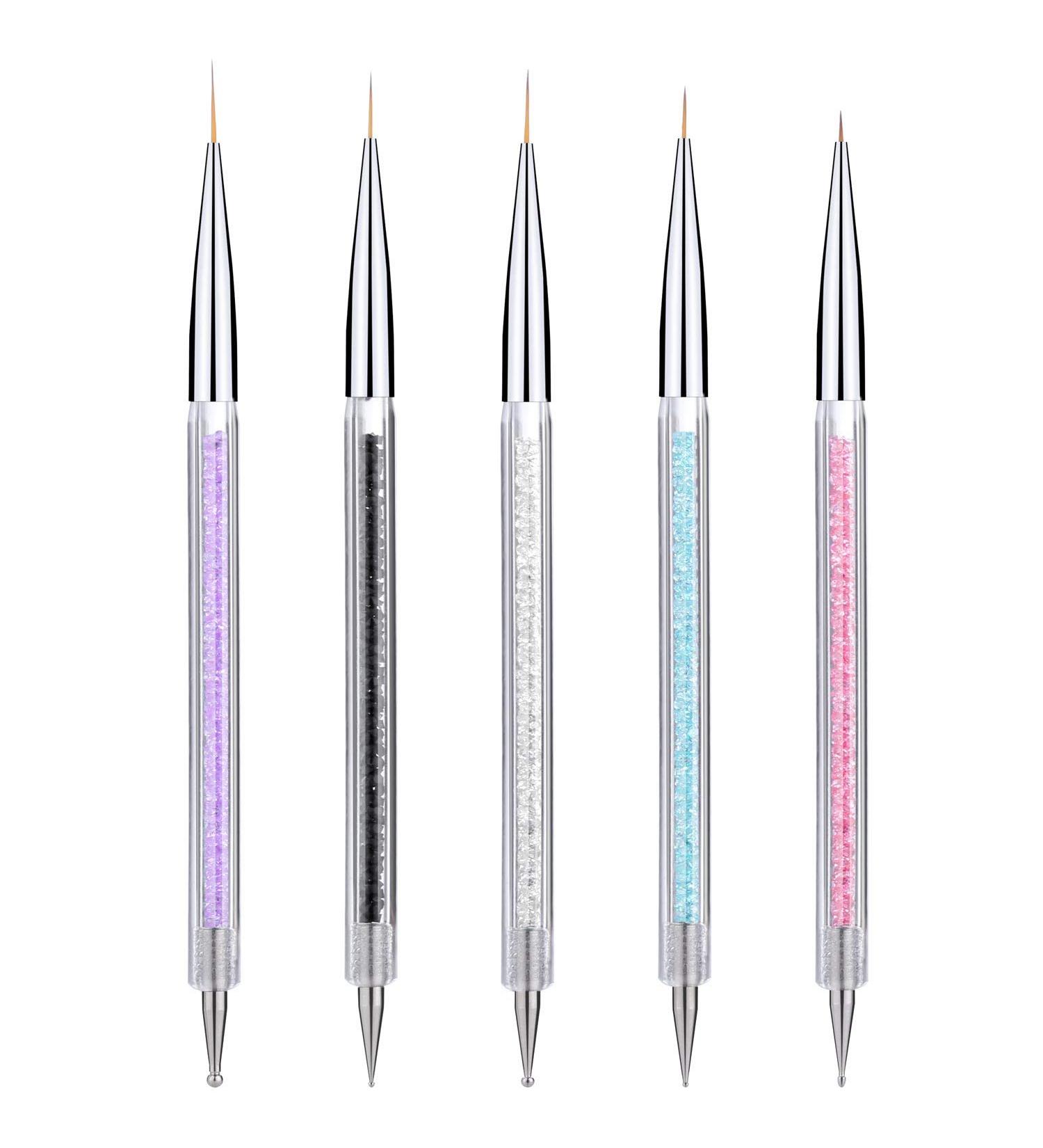 5 Pcs Dual-ended Nail Art Liner Brushes Set - Fine Striping Brush and Dotting Pen (5 7 9 11 13 mm) - Buy Online on GoSupps.com