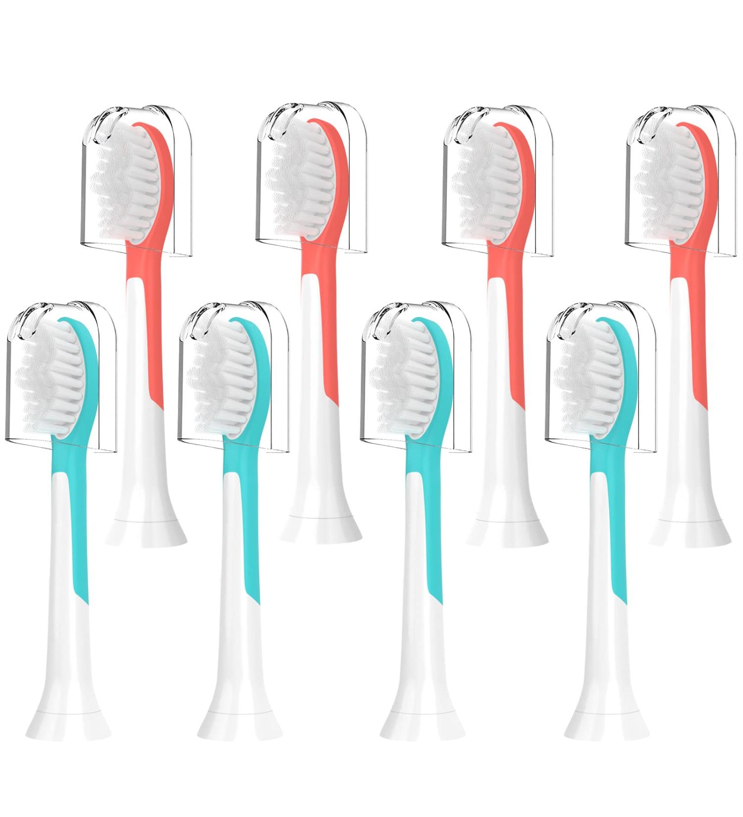 8 Pack Kids Replacement Heads for Philips Sonicare Kids Toothbrush - Soft Bristles - Compatible with hx6320 hx6321 hx6032/94 hx6331 hx6340 - Ages 7+ - Red-green - Buy Online on GoSupps.com