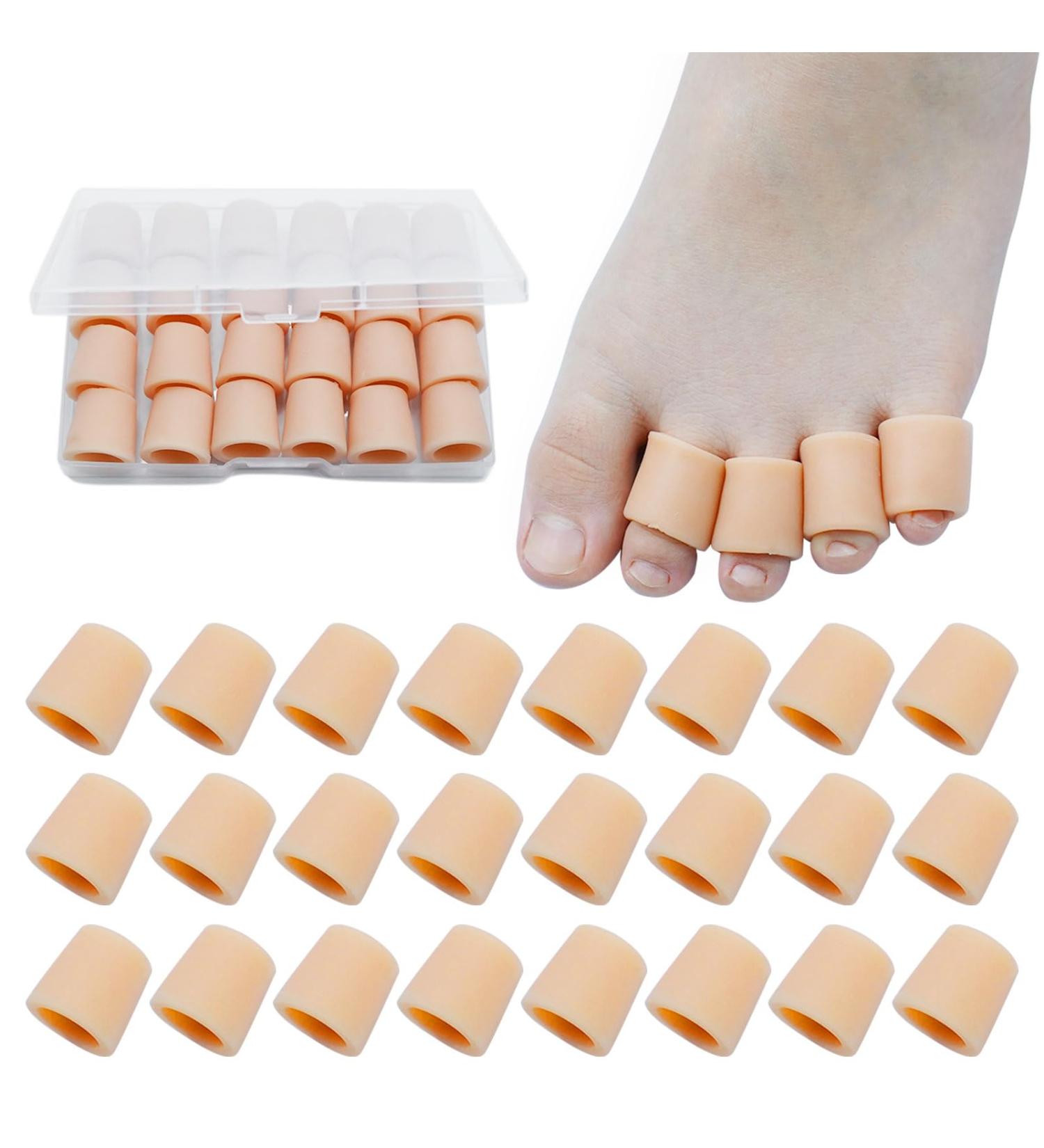 24 Gel Toe Caps - Silicone Toe Protectors for Pain Relief & Friction Protection - Ideal for Corns Blisters Calluses - Buy Online on GoSupps.com